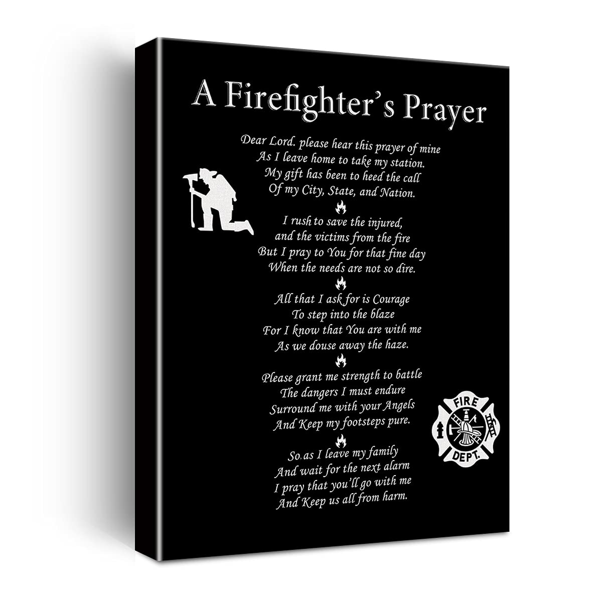 Firefighter Gifts For Women Men, Firefighter'S Prayer Poster Canvas Wall Art Painting Ready To Hang For Home Office Decor Retire