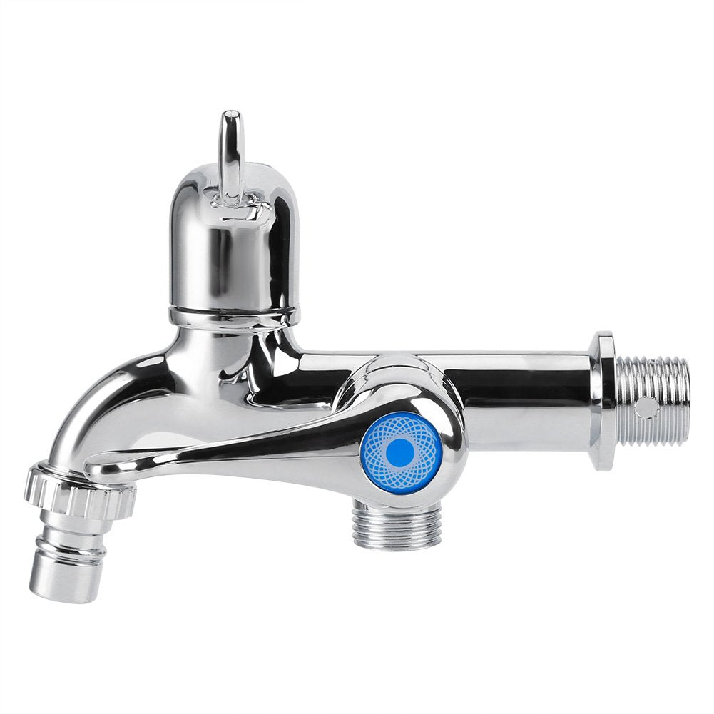 Fdit Water Tap Faucet Sink Basin Single Cooler Mixer Tap Double Spout Double Switch For Washing Machine Kitchen Sink Garden (Tai