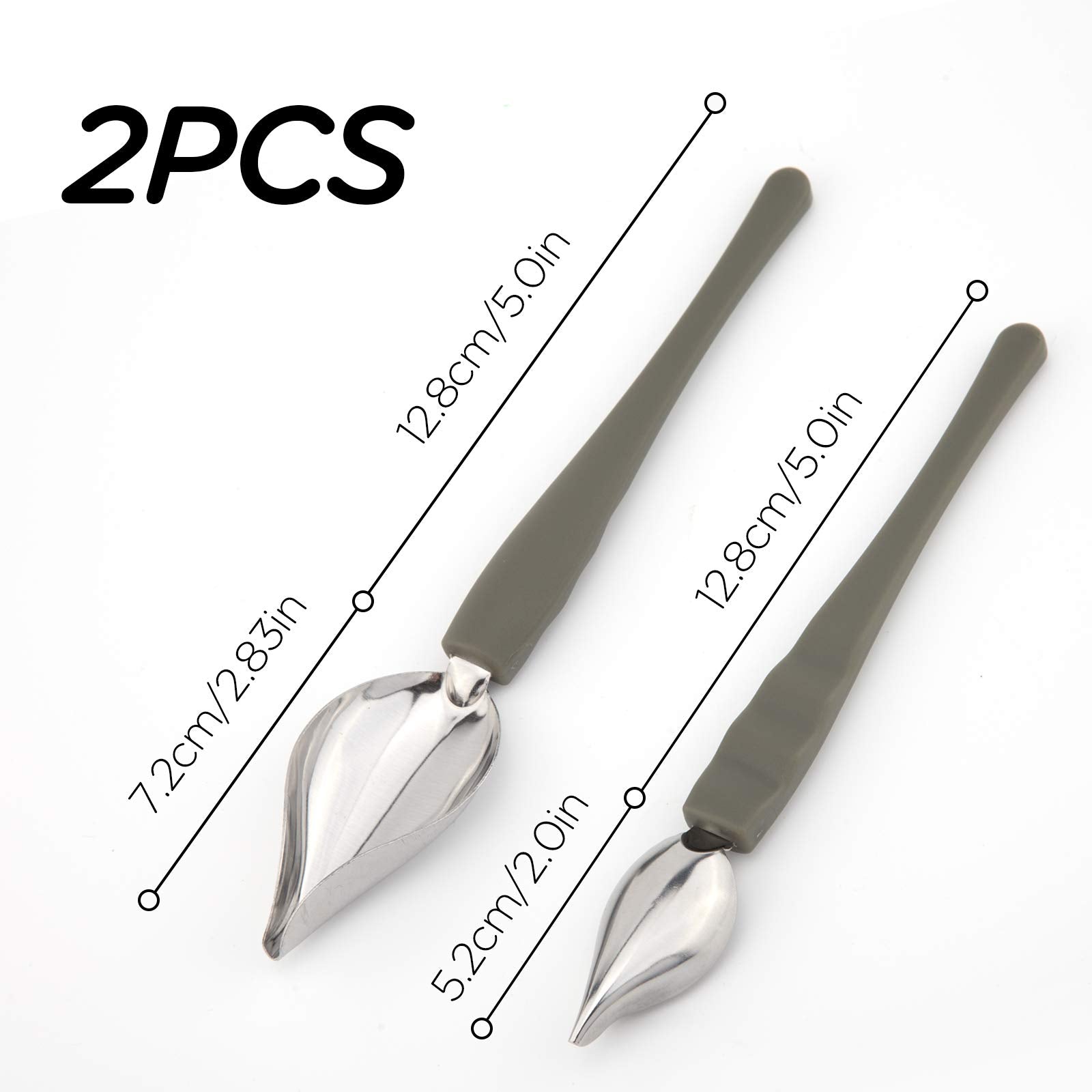 LUTER 2Pcs Precision Culinary Drawing Decorating Spoons  Stainless Steel Saucier Drizzle Spoons with Tapered Spout for Decorating Plates  Cake  Dessert (2 Sizes)