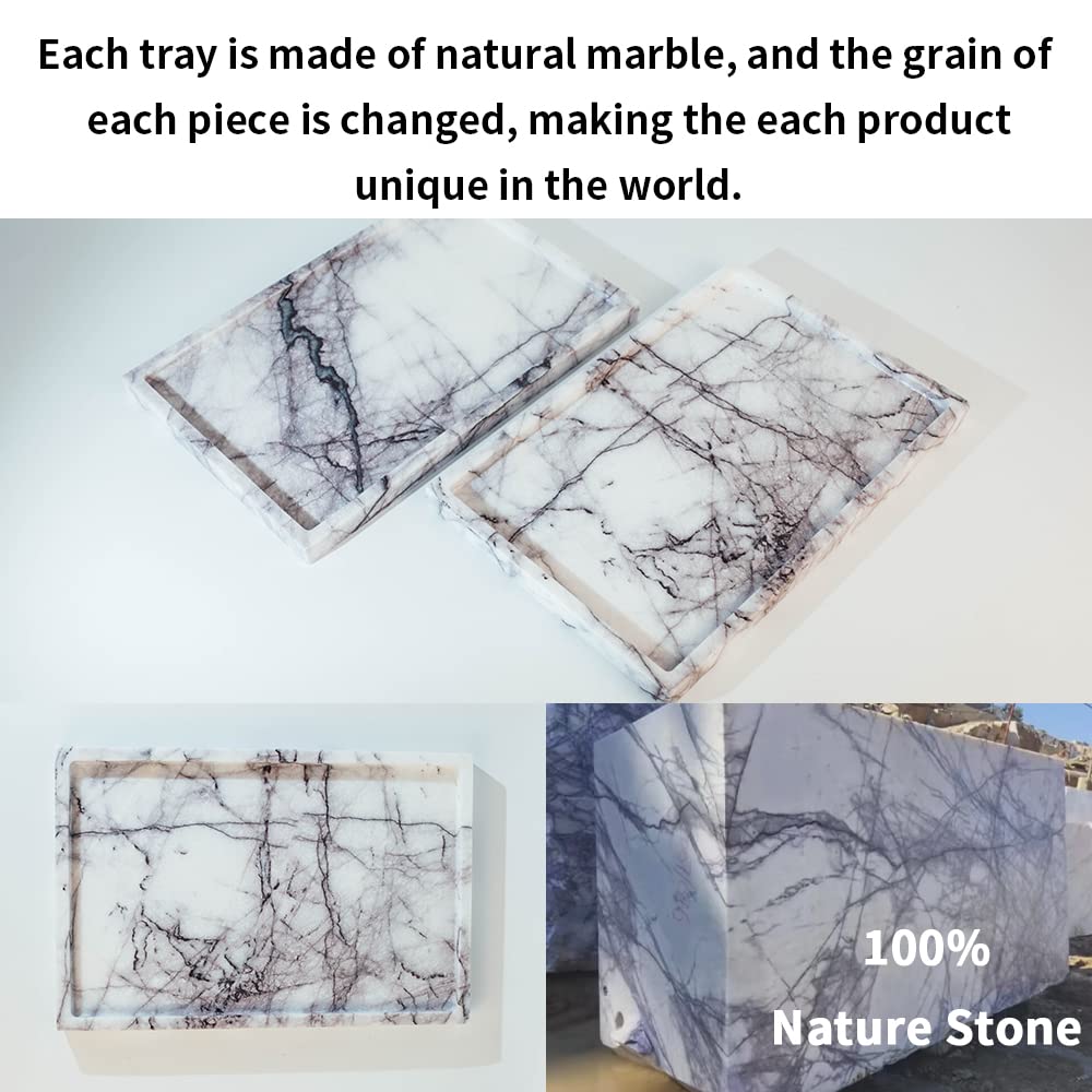 Real Luxurious Natural Marble Vanity Tray Genuine Marble Storage Tray For Home Decor Stone Tray For Bathroom/Kitchen/Vanity/Dres