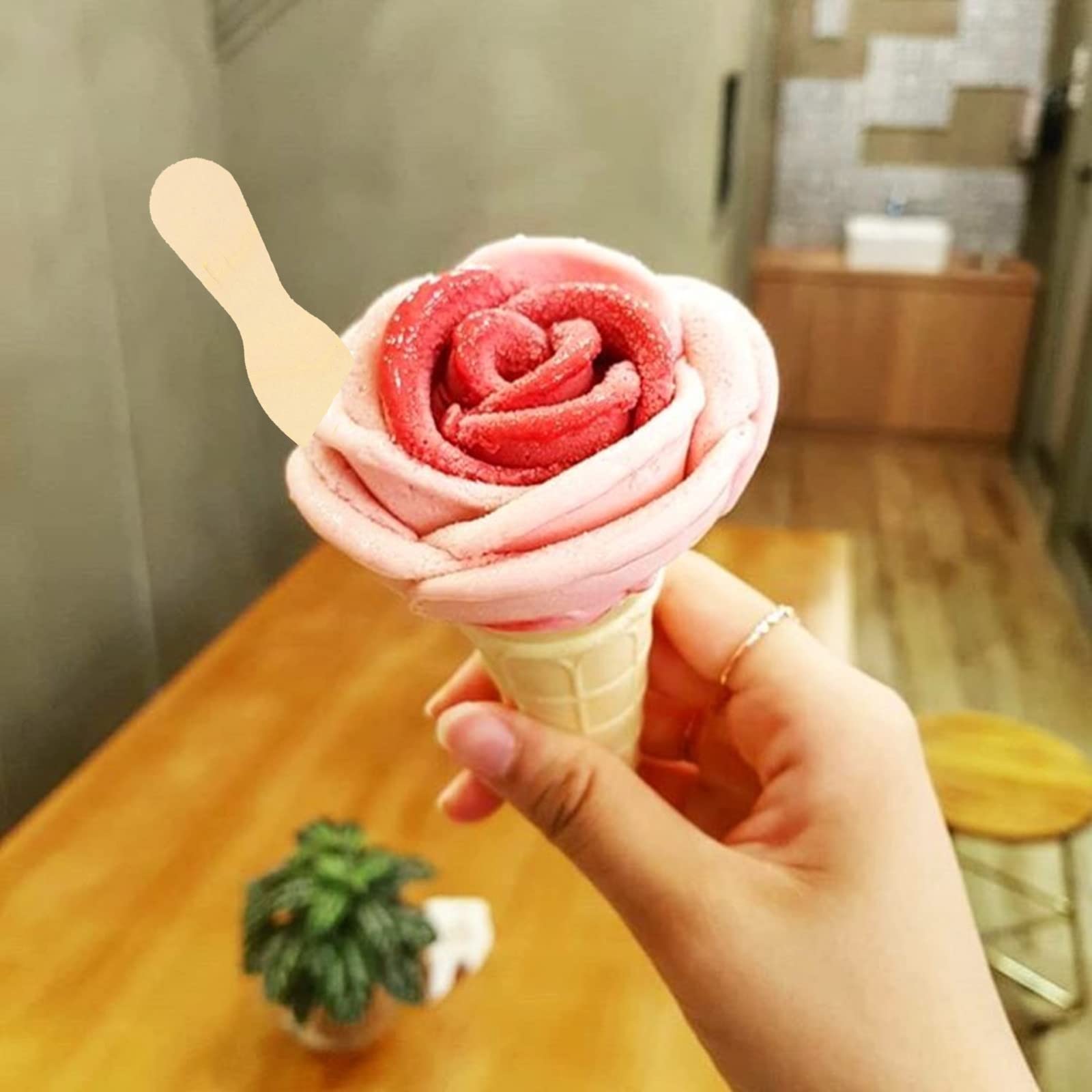 Gmark Wooden Ice Cream Spoons 100pc - Tasting Spoons  Ice Cream Sticks 3 Inches Perfect for Tasting  Sampling  Crafts 100/Bag GM1037