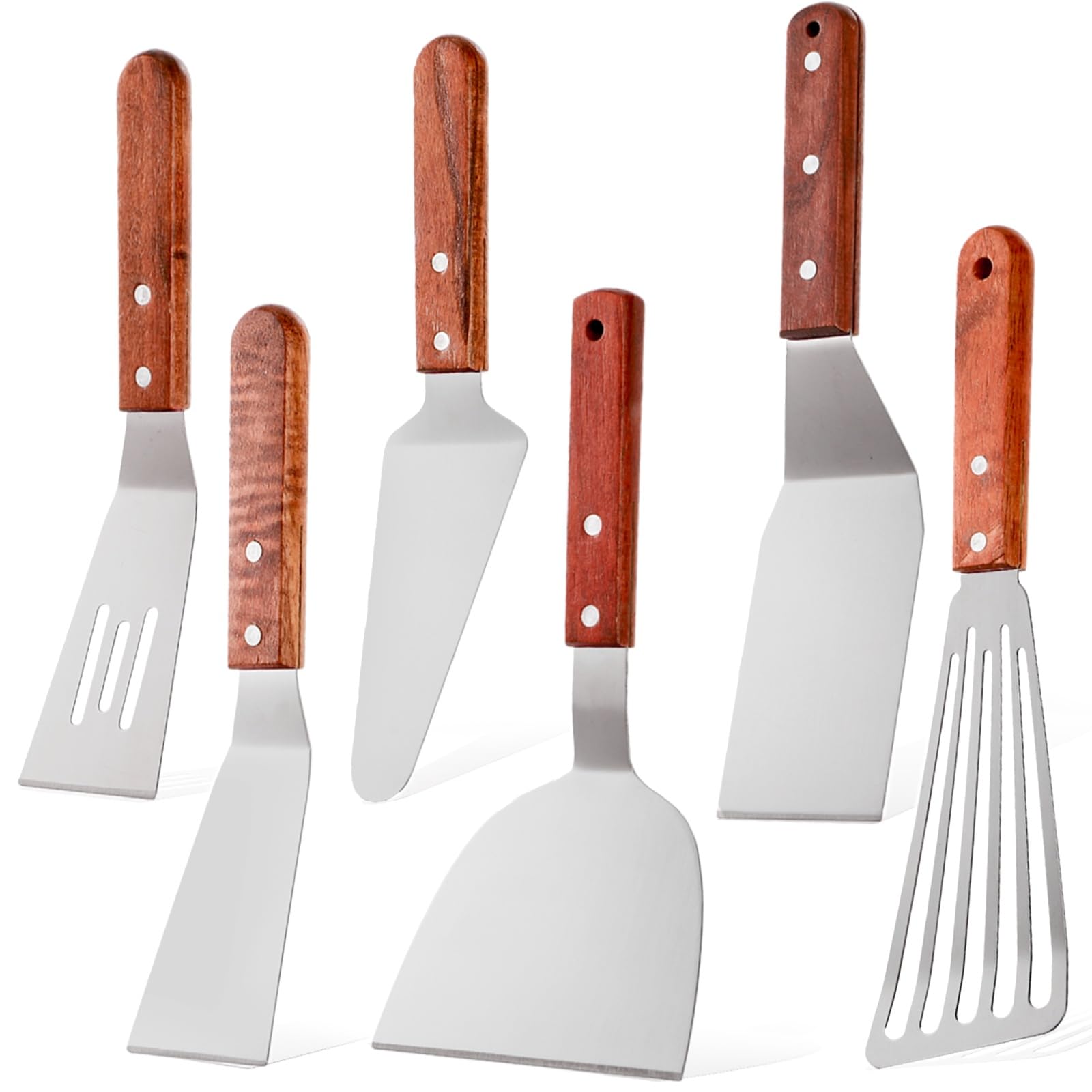 Covzoe 6 Pieces Stainless Steel Spatula Set with Wood Handle
