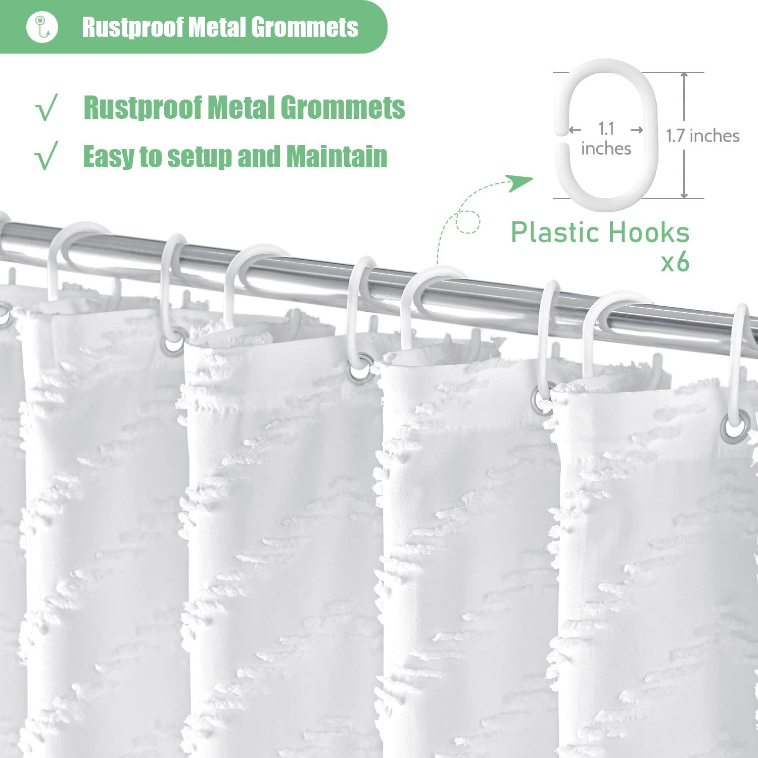 Dynamene Stall Fabric Shower Curtain, 36X72 Inch Half Boho Tufted Chevron Striped Small Cloth Shower Curtains For Bathroom, Narr