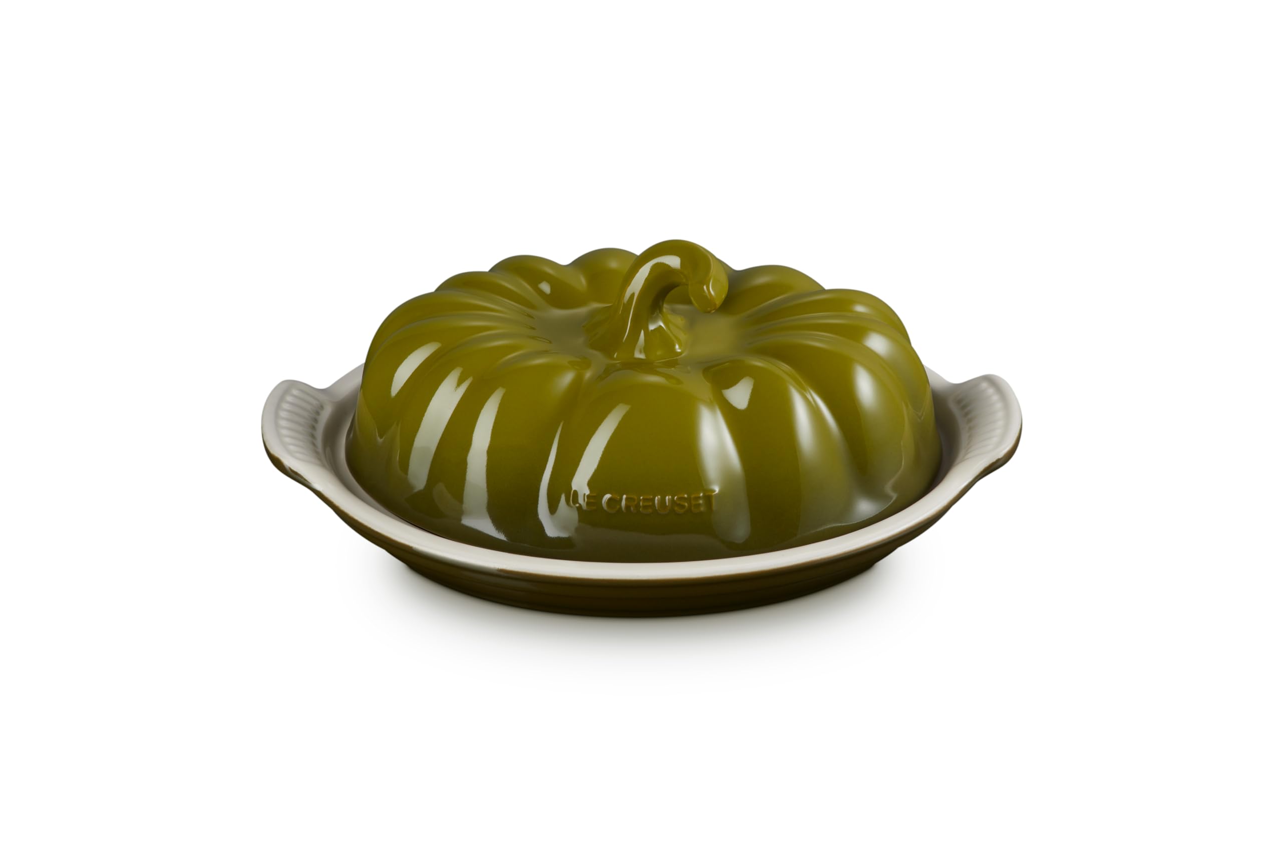 Le Creuset Stoneware Pumpkin Butter Dish, 8.3 in., Olive