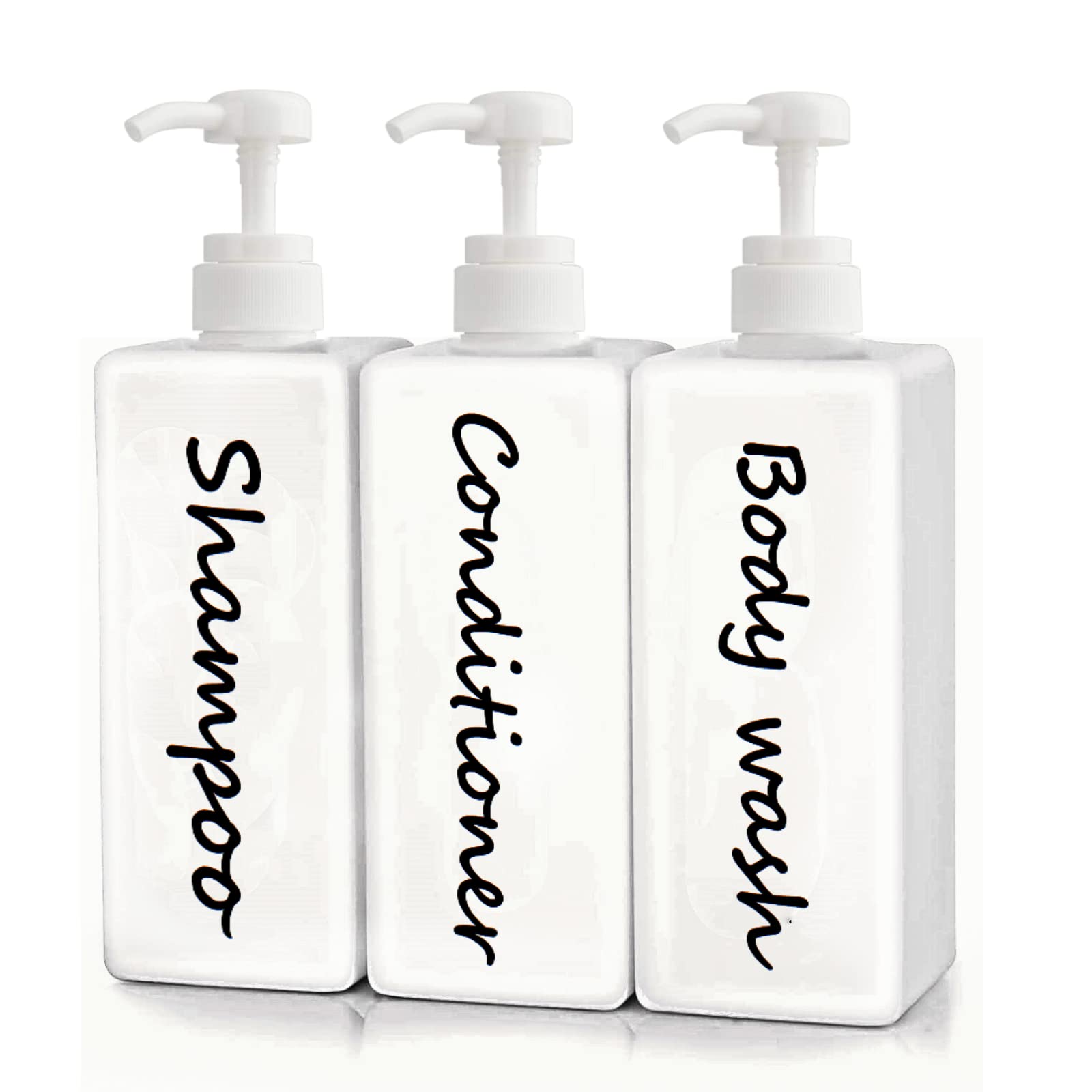 21Oz Shampoo And Conditioner Dispenser (Set Of 3) Modern Refillable Shampoo Pump Bottles For Shower Soap - Empty Shampoo Conditi