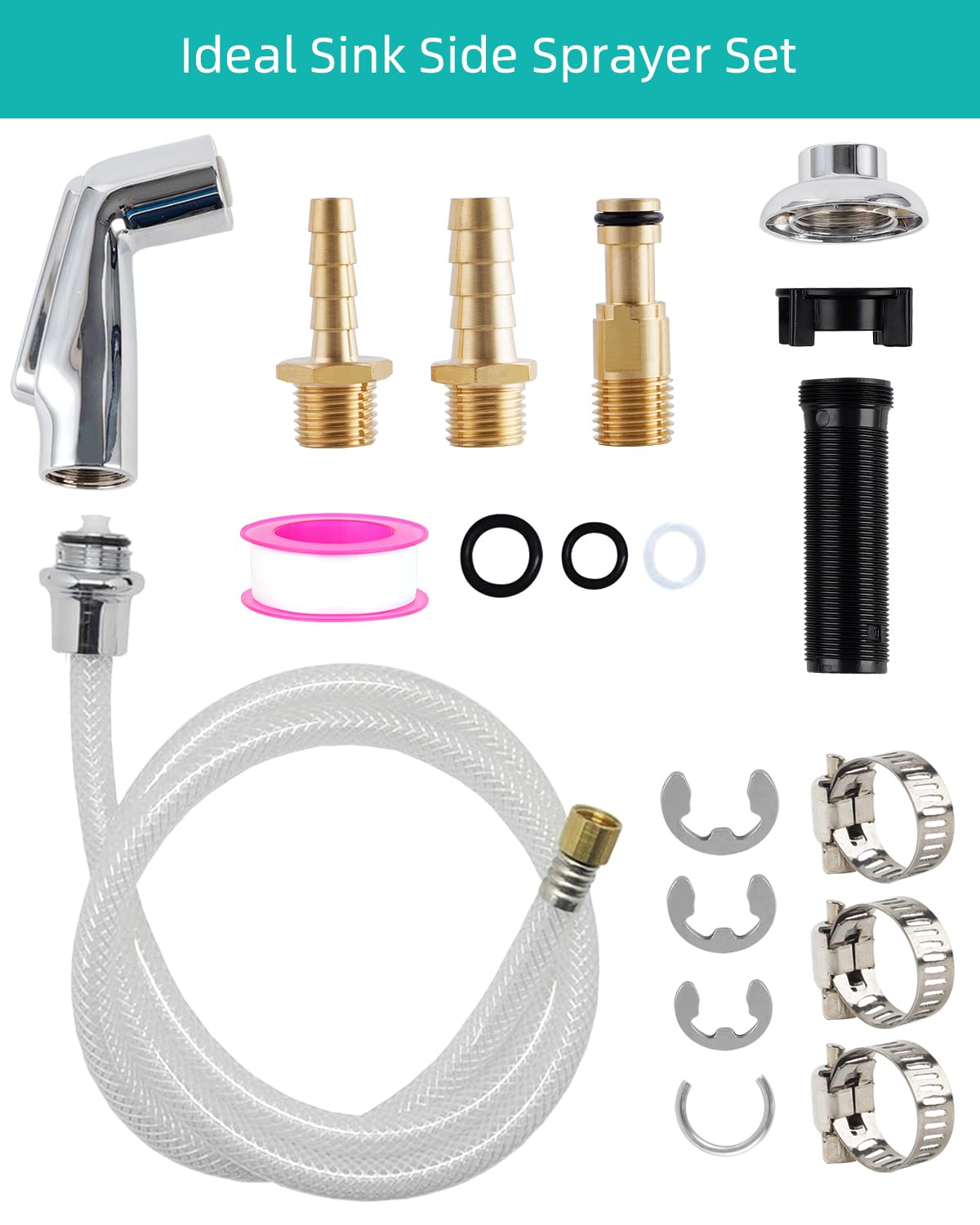 Hygie Rinse Kitchen Sink Spray Attachment - Chrome Finish, ABS Material, Model HYsidesparyer-808-C, Compatible with Moen/Delta Faucets