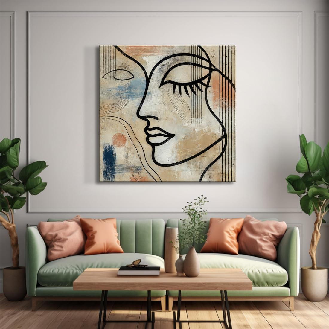 999Store Abstract Female Face Canvas Painting - Modern Wall Art For Bedroom, Living Room Decor 36X36 Inches (Flp36X360532)