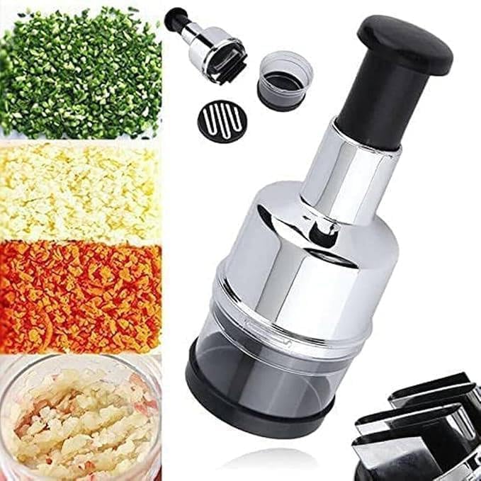 Lumevo Hand Press Garlic & Onion Chopper, Manual Steel Press Mincer & Dicer, Plastic Vegetable Cutter For Garlic, Onion, Chilli,