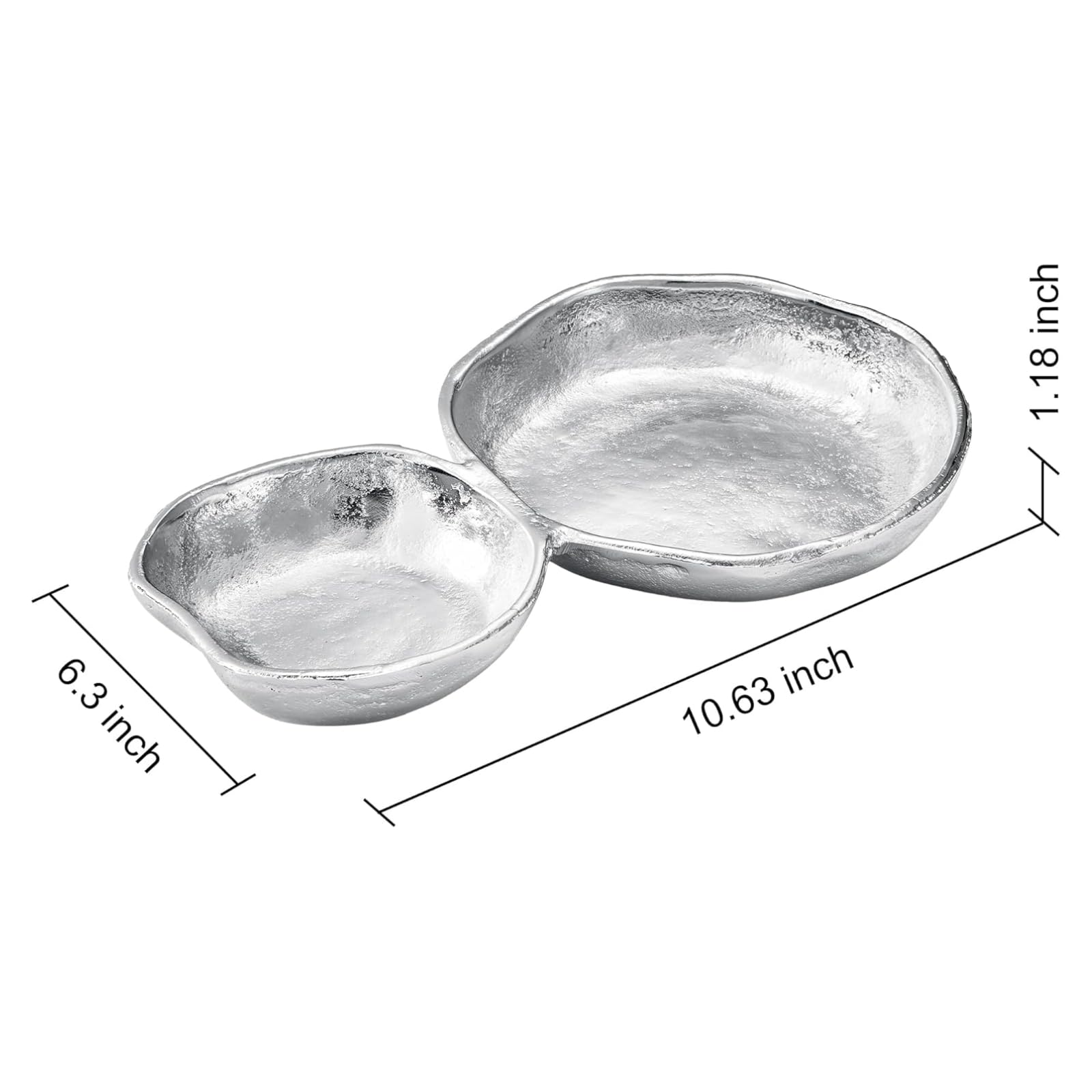 2 Cluster Decorative Bowls Bright Silver Snack Tray Bowl Chip