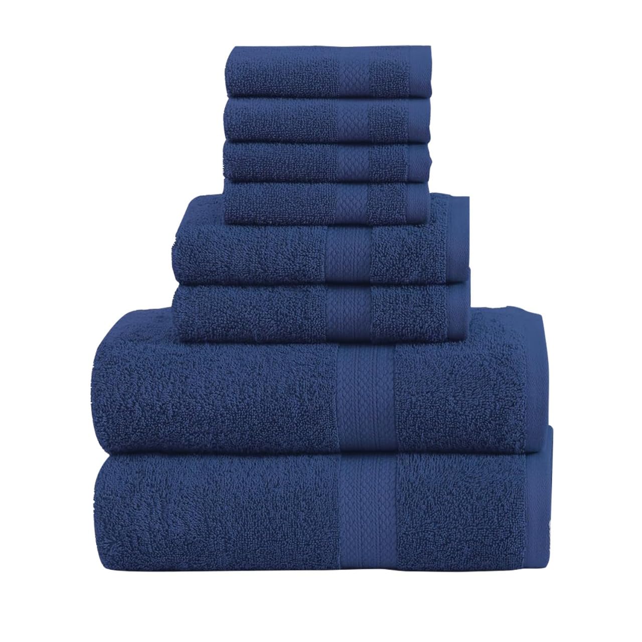 Quba Linen Towels Set Of 8 Pcs (Navy)
