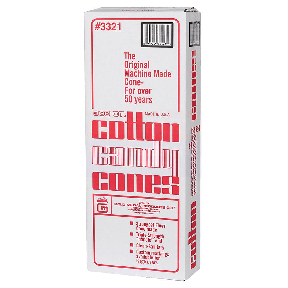 Gold Medal 33210Plain Cotton Candy Cones, 300-Count