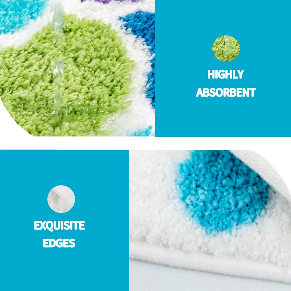 Cute Mermaid Bath Mat Funny Blue Ocean Fish Mermaid Scales Tail Shape Bath Rugs For Bathroom Non-Slip Soft Thick Microfiber Abso