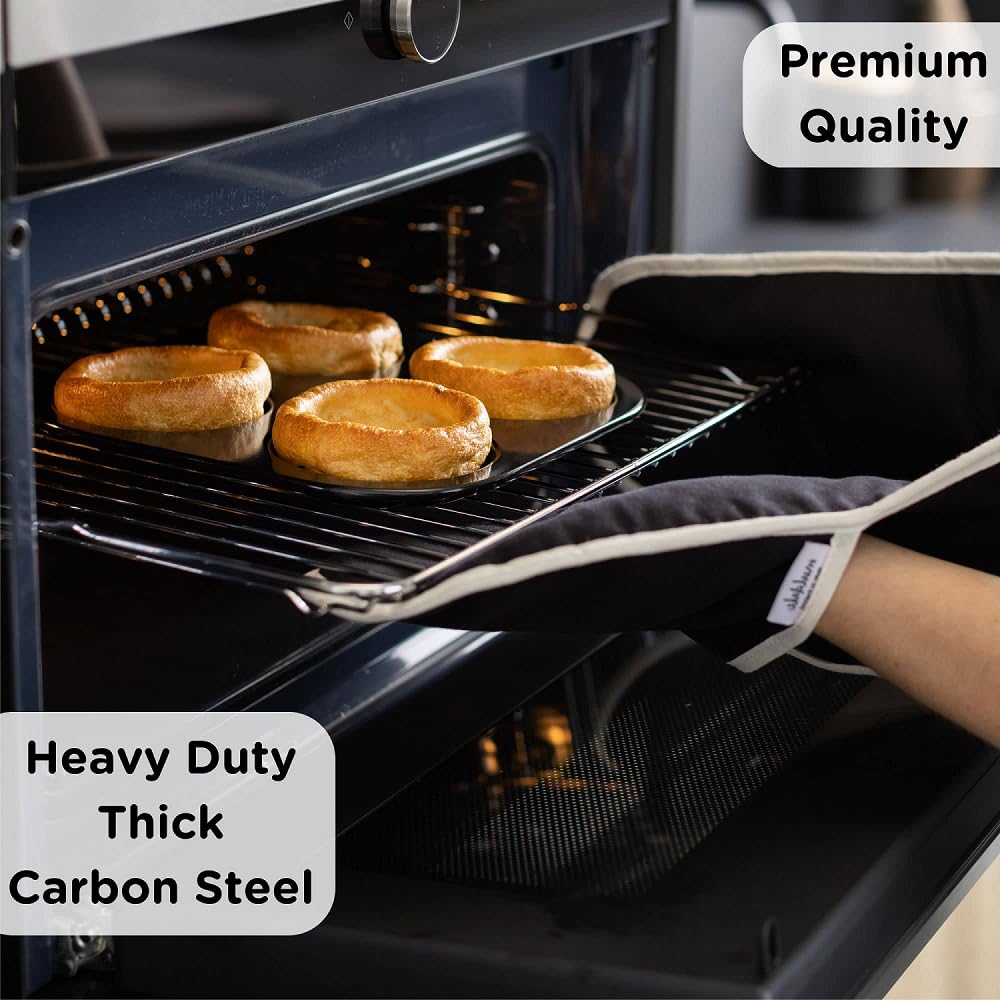 Wrenbury Yorkshire Pudding Pan Tray 4 Cup - Large Cup Heavy Gauge Yorkshire Pudding Tin Baking Pans For Perfect Yorkshires - 10