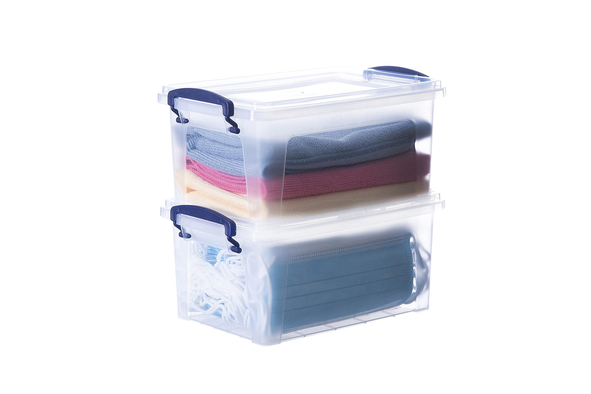 Superio Clear Storage Bins With Lids, Stackable Storage Box With Latches And Handles, Extra Small, 2 Pack 3 Quart