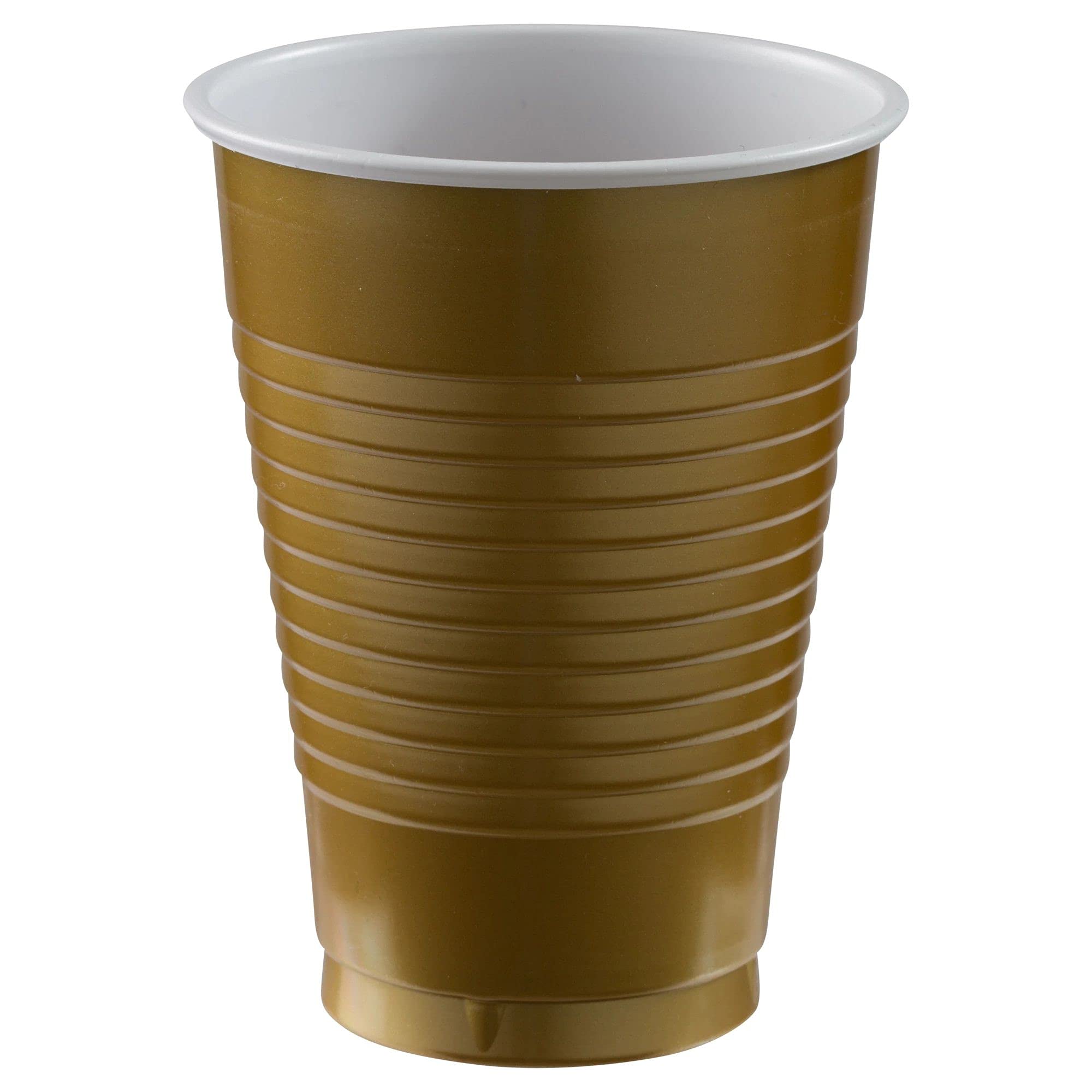 Gold Plastic Cups (Pack Of 20) - 12 Oz. - Versatile Drinkware For Indoor & Outdoor Parties, Weddings, Birthdays, Celebrations &