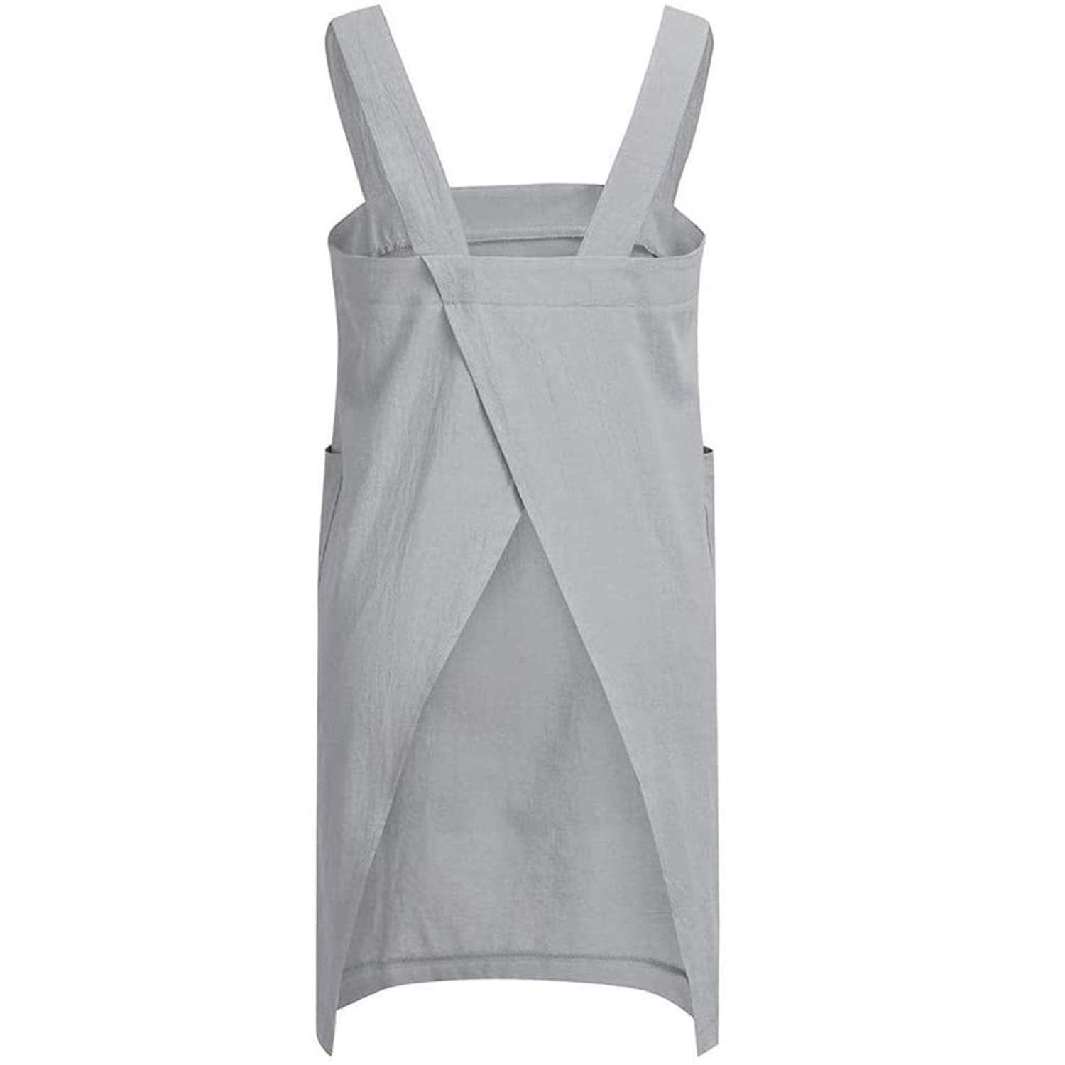 Yesdoo Linen Apron Cross Back Apron For Women With Pockets Pinafore Dress For Baking Cooking, Grey, Medium