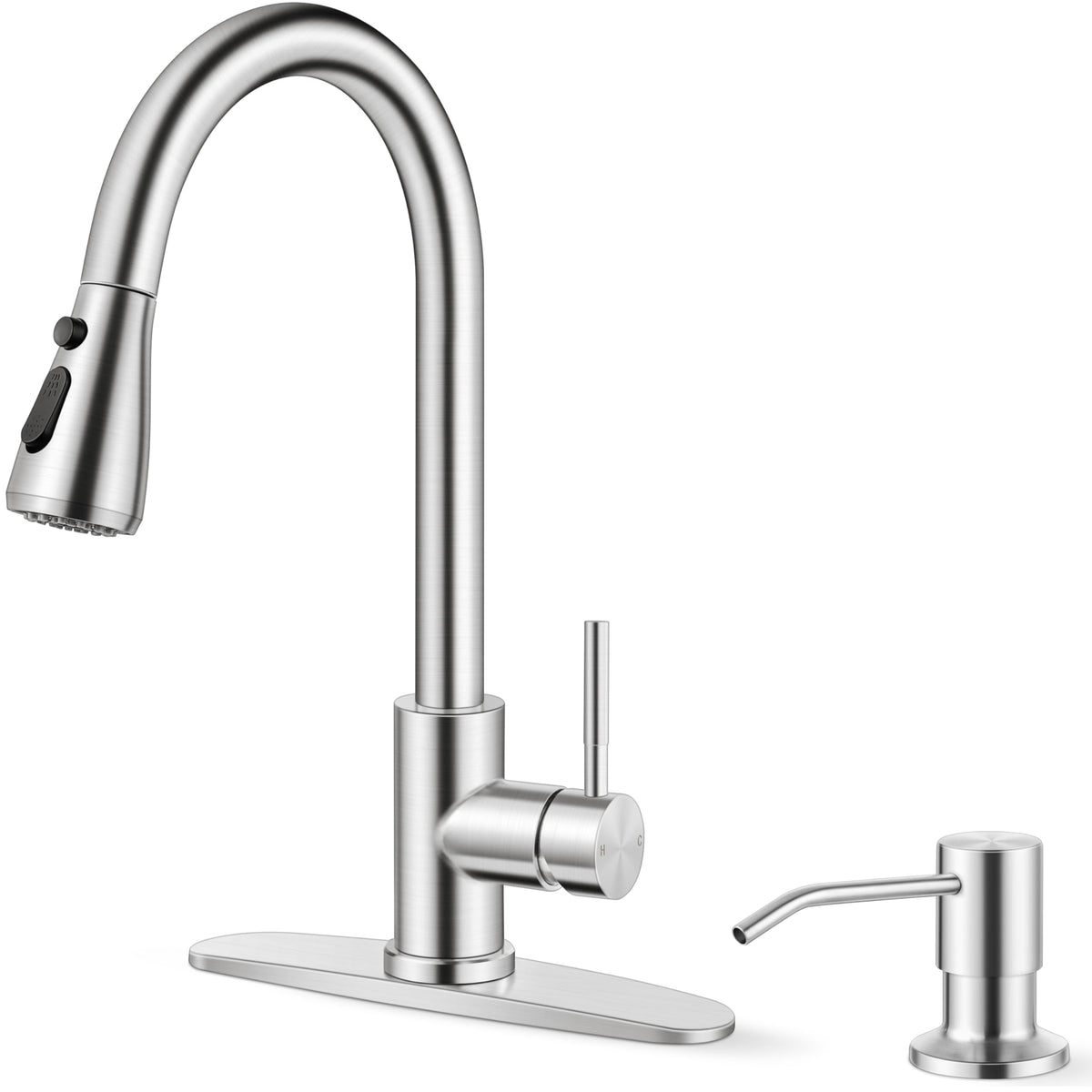 Onader Kitchen Faucet With Pull Down Sprayer Brushed Nickel Faucet With Soap Dispenser Stainless Steel Farmhouse Rv Kitchen Sink