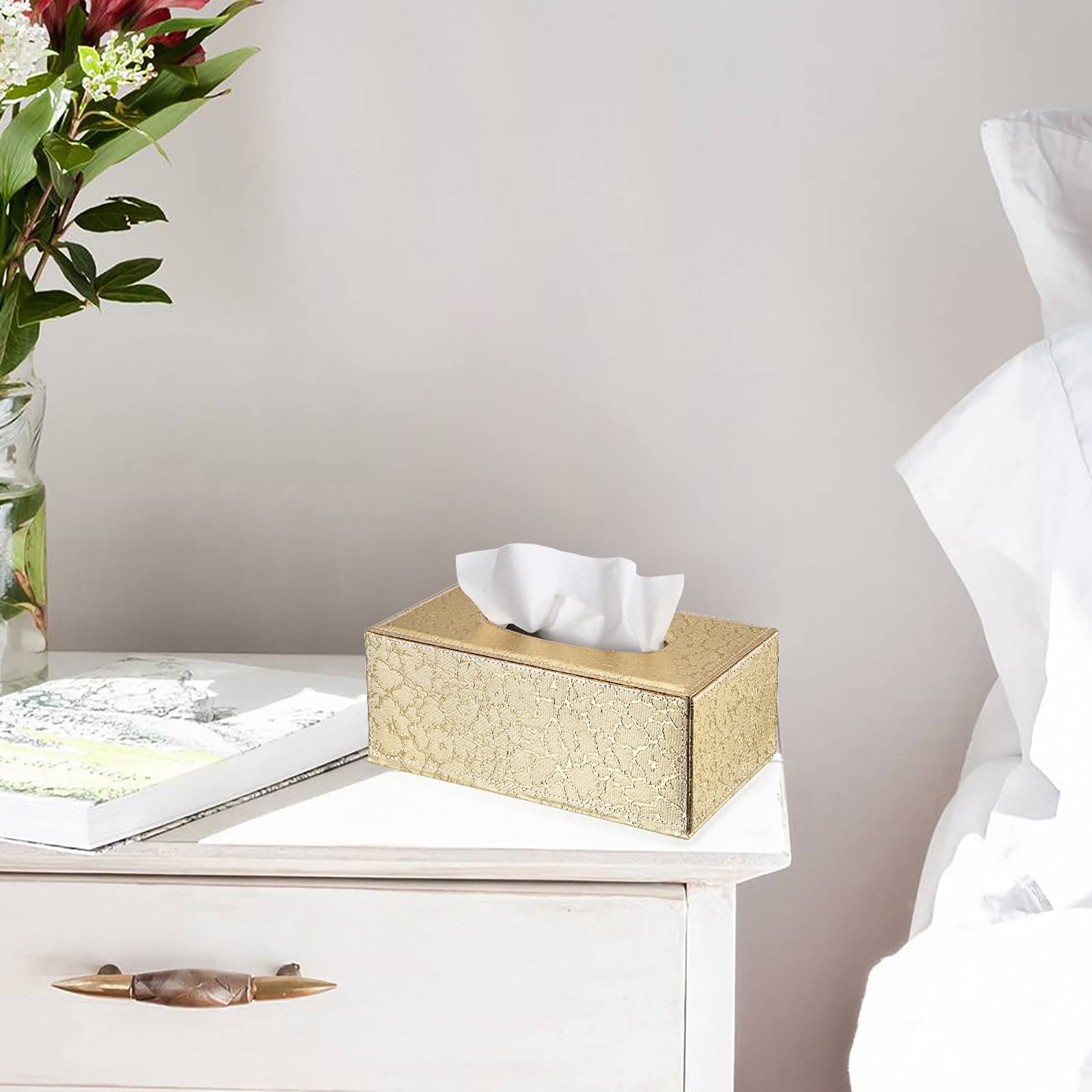 Sumnacon Rectangular Tissue Box Cover - Stylish Tissue Box Holder With Magnetic Bottom, Decorative Tissue Box For Vanity Dresser
