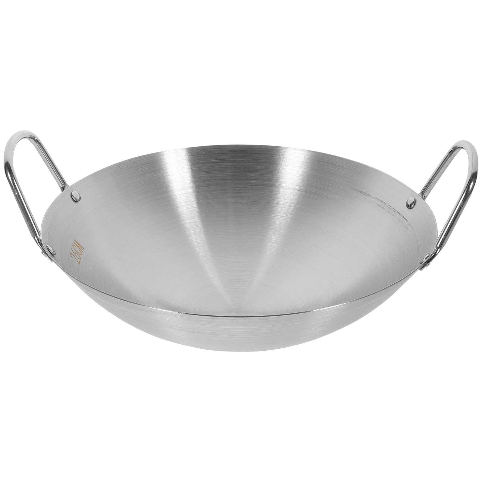 Bestonzon 10 Inch Stainless Steel Wok, Dual Handled Wok Round Bottom Wok Traditional Style Frying Pan Cooking Pot For Kitchen Re