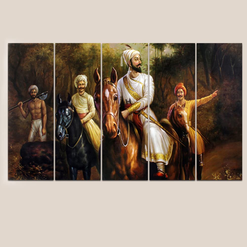 Maxstone Improve your place Beautiful Chattrapati Shivaji Maharaj Ride Wall Painting Art Wall Painting (Multicolour)