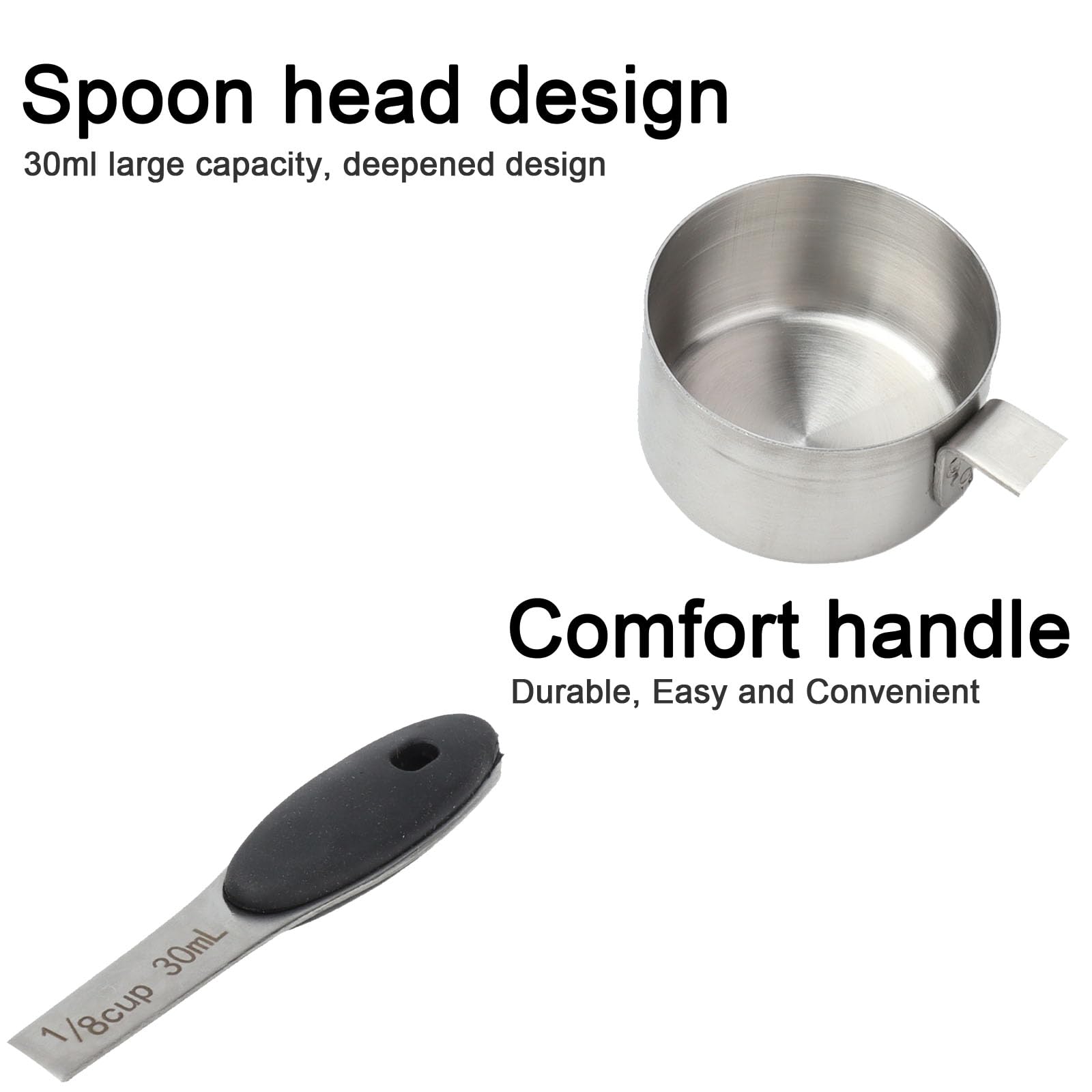 Coffee Measuring Scoop, 30Ml 1/8 Cup Stainless Steel Tablespoon Large Capacity And Comfortable Hand Feeling Coffee Measure Scoop