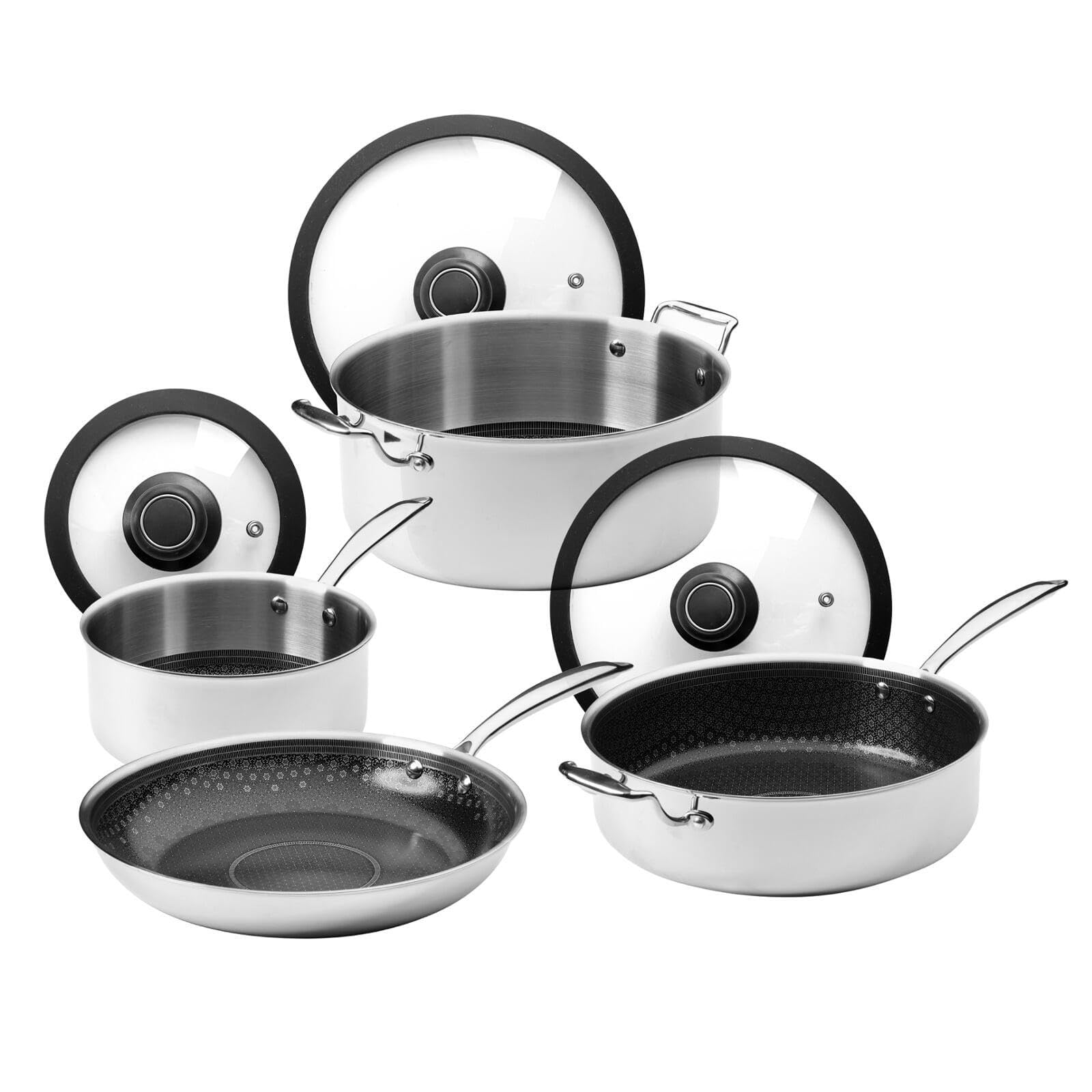 Black Cube CeramicQR Cookware  Made in France 7Piece Quick Release Nonstick Set for Induction Cooktops  11Inch Fry Pan, Saut