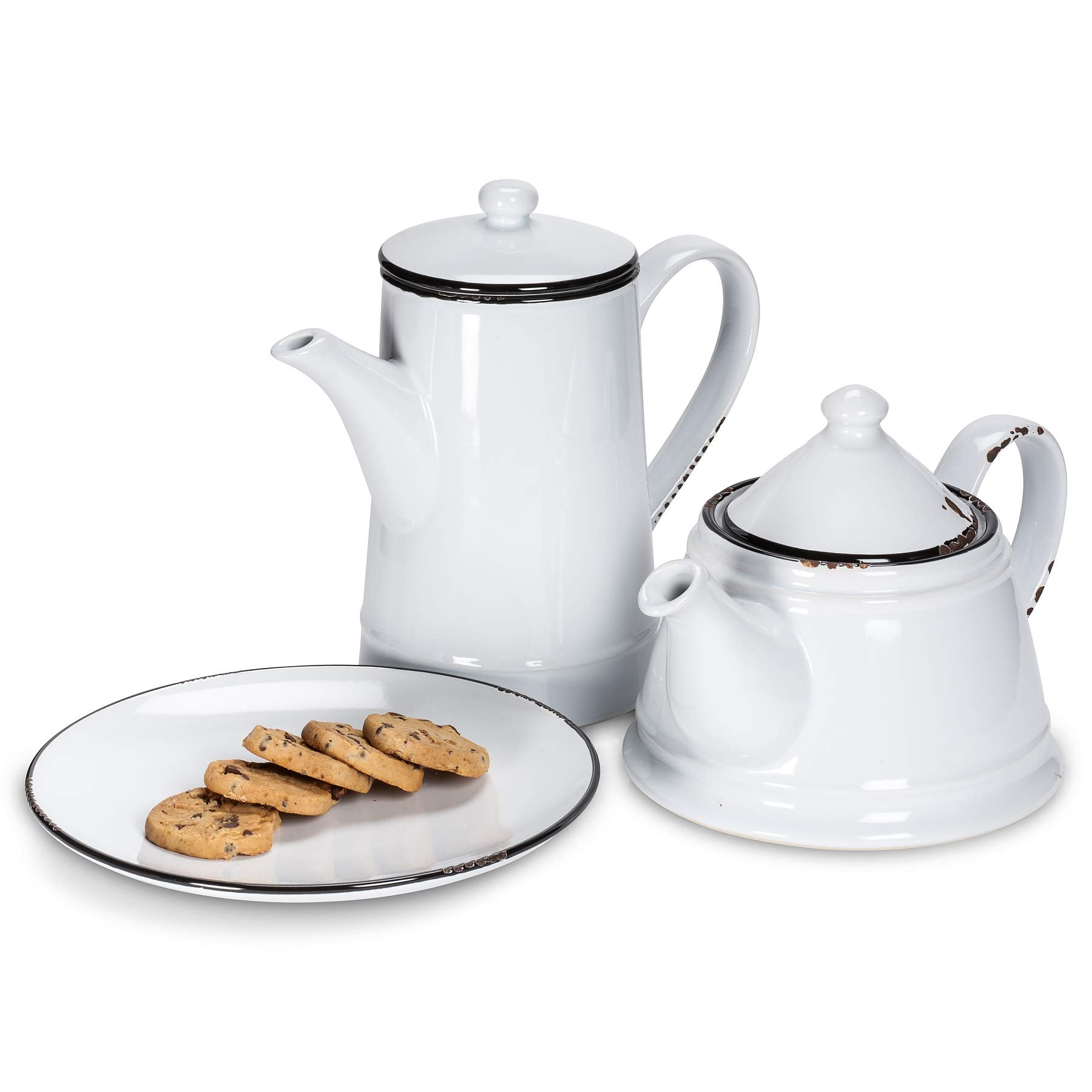 Abbott Collection Enamel Look Stoneware Teapot, White