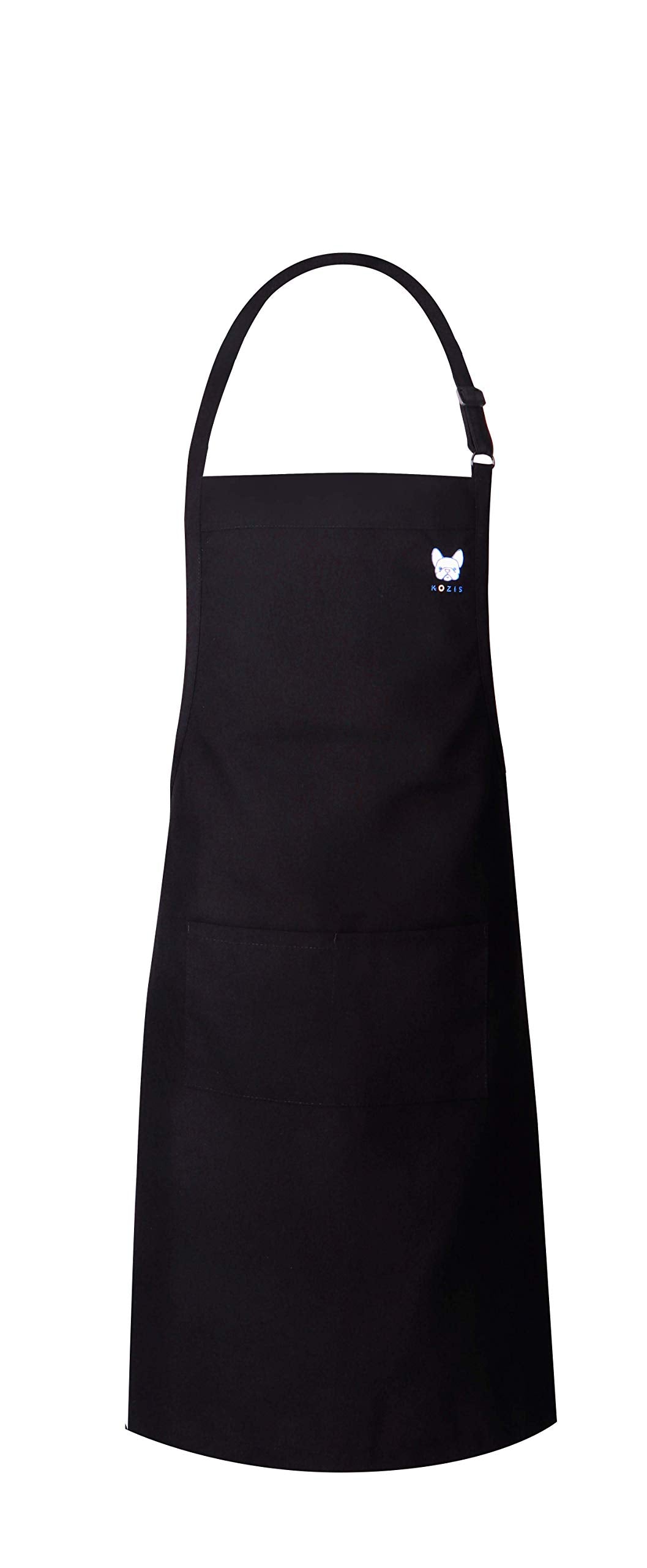 Kozis Bib Apron, Mjs Cotton-Rich Polyester, One Size, Black