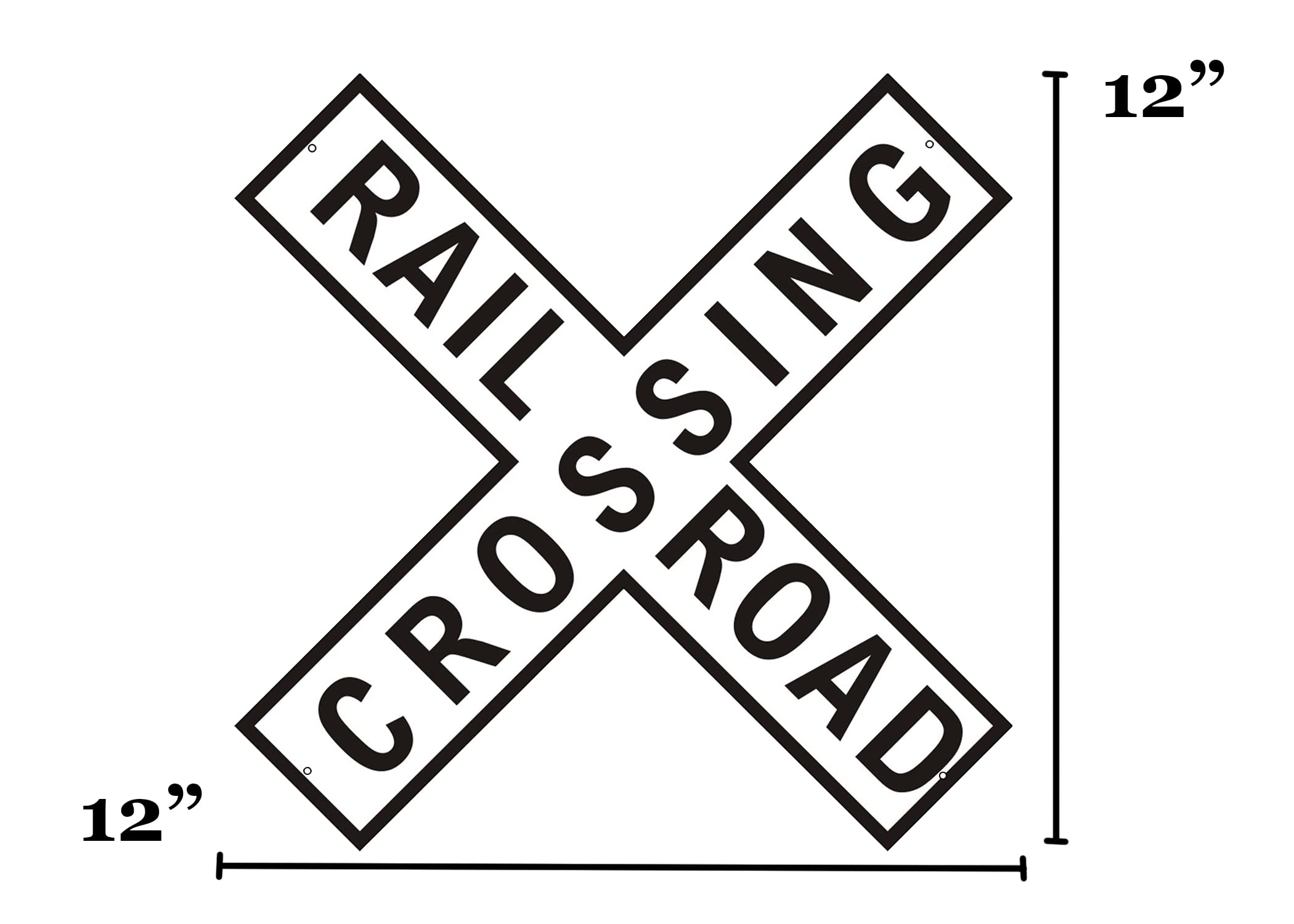 Rogue River Tactical Funny Metal Railroad Crossing XING Tin Sign, 12x12 Inch, Wall D  cor