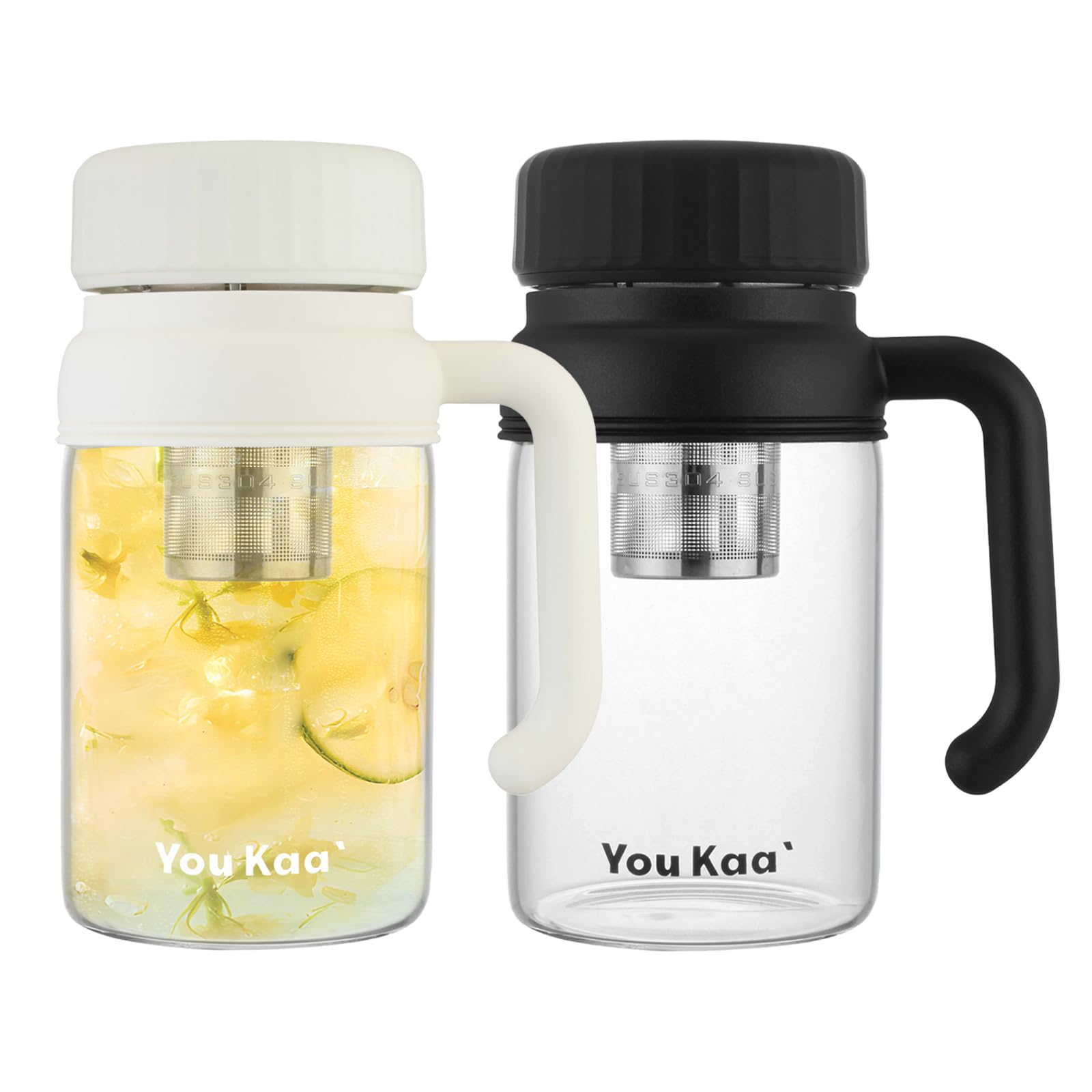 wangsdjy 32oz Glass Water Bottle, Tea Bottle with Infuser & Handle, BPAFree Leakproof Wide Mouth Large Tea Infuser cup for Hot 