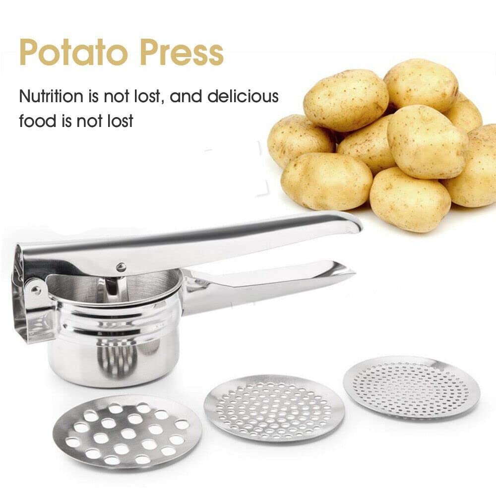 Stainless Steel Potato Masher And Ricer Kitchen Tool For Mashed Potatoes Fruit Masher And Baby Food Press