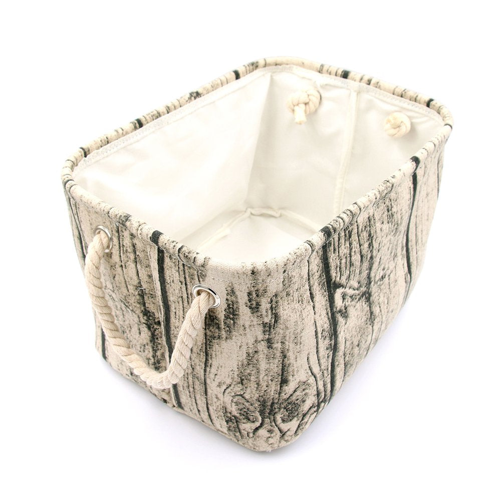 Jacone Stylish Tree Stump Design Rectangular Storage Baskets Durable Fabric Washable Storage Bins Organizers With Rope Handles,