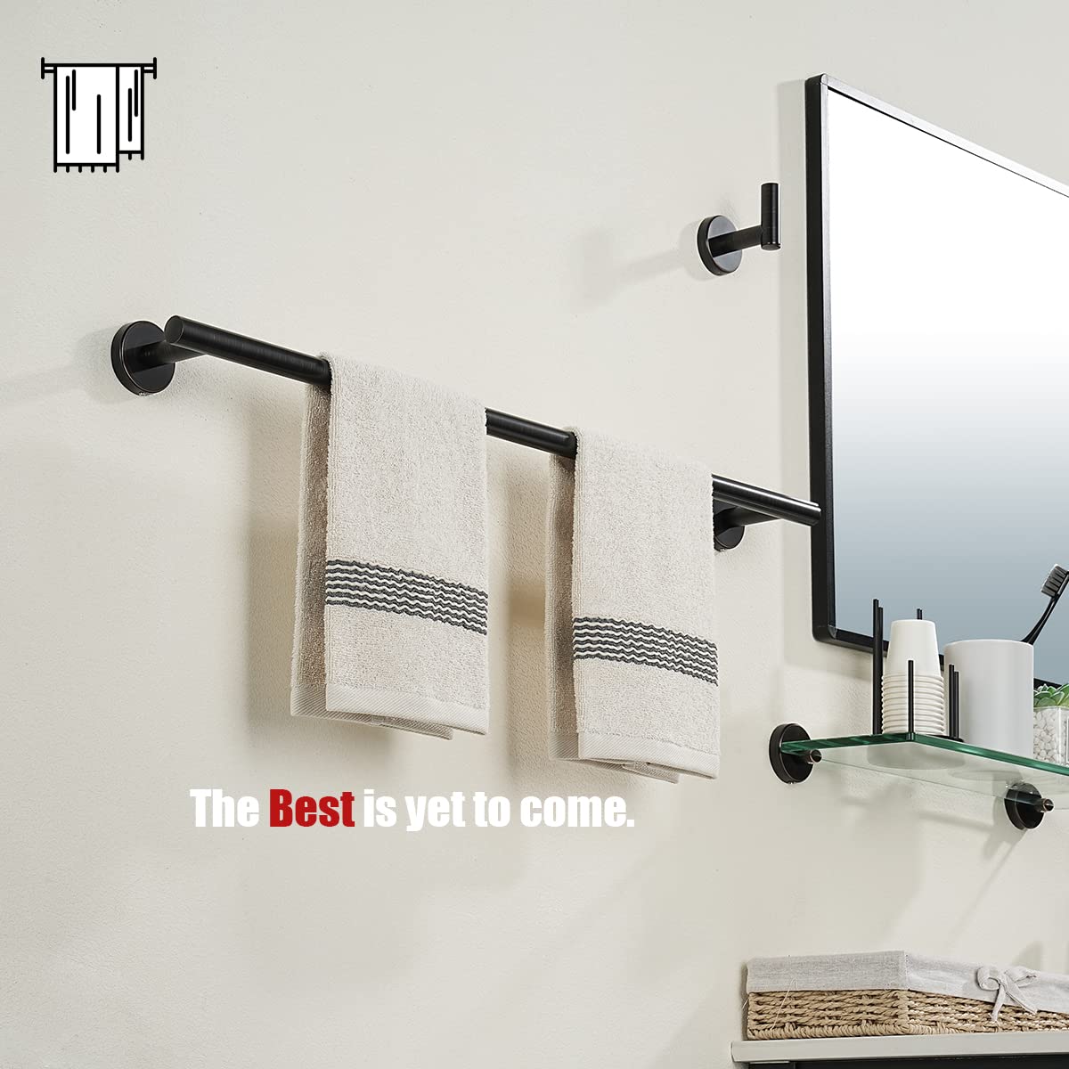 JQK Oil Rubbed Bronze Towel Bar  24 Inch 304 Stainless Steel Thicken 0.8mm Towel Rack Bathroom  Towel Holder Wall Mount  Total Length 27 Inch  TB110L24-ORB