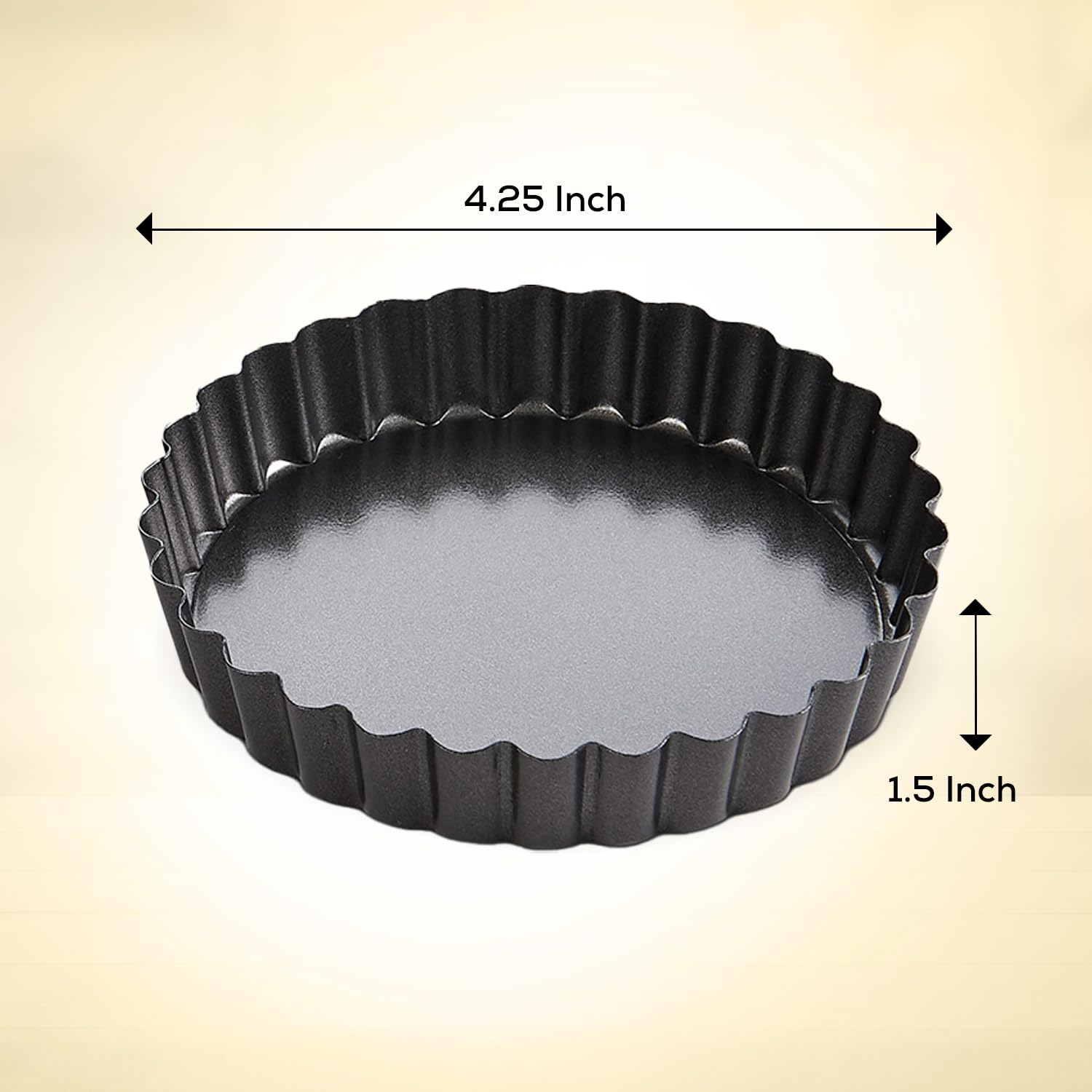 Mrs. Anderson'S Baking Quiche Pan Set, Non-Stick Carbon Steel, 4.25-Inches, Set Of 4