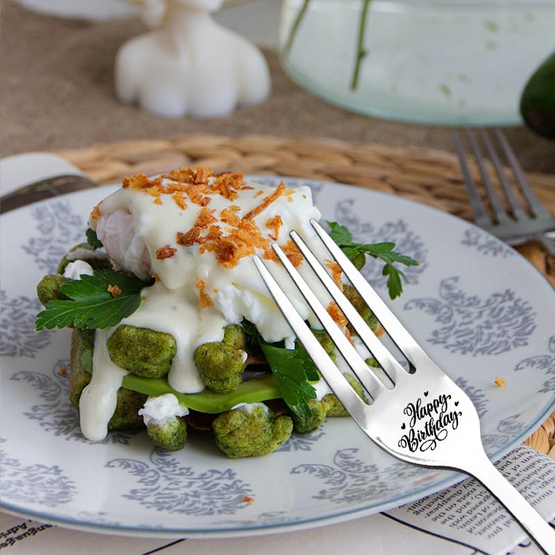 Happy Birthday Fork Gifts For Women Men Birthday Gifts For Friend Sister Brother Daughter Son Engraved Forks Salad Dessert Lover