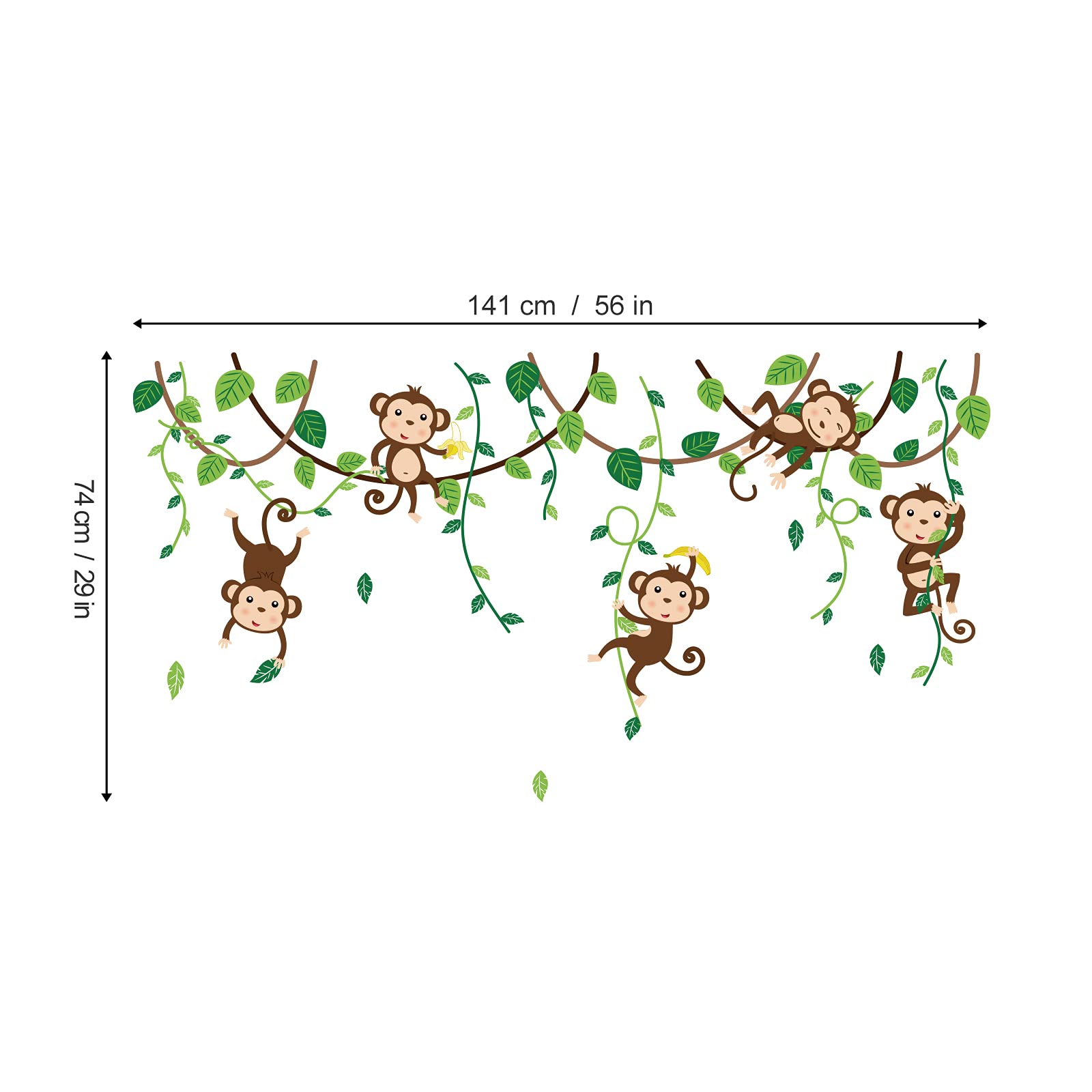 decalmile Monkey Climbing Tree Wall Decals Jungle Animals Wall Stickers Kids Room Baby Nursery Bedroom Wall Decor