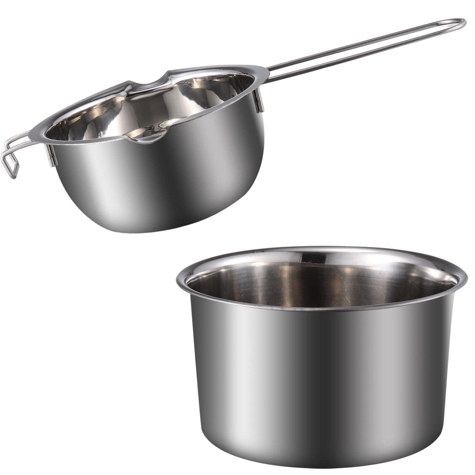1 Set Double Boiler Pot Stainless Steel Water Boiling Melting Pot With Dual Pour Spout For Candle Butter Chocolate Cheese Carame