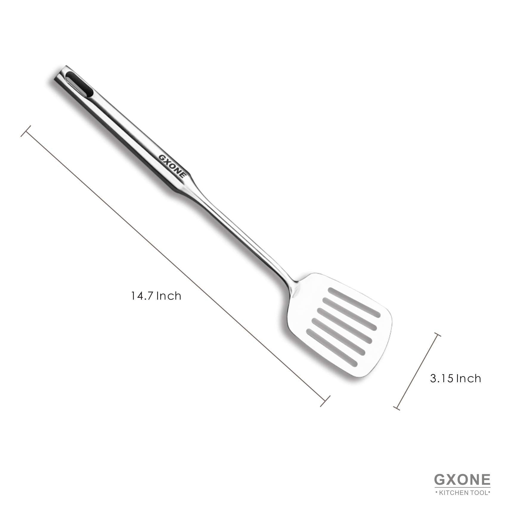 Stainless Steel Slotted Spatula,Cooking Utensil For Kitchen Use With Hollow Handle,Silver/14.9Inch