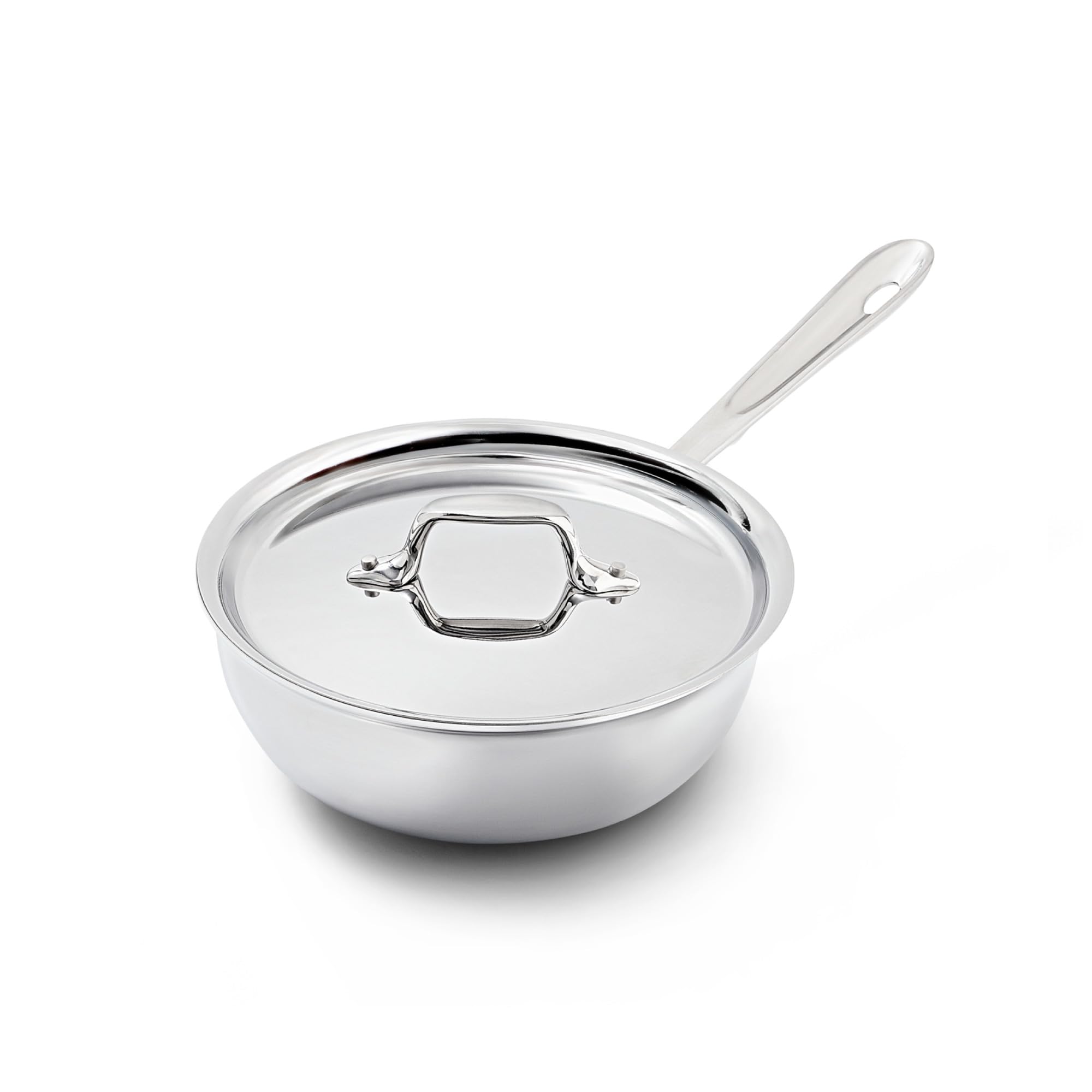 AllClad 4212 Stainless Steel TriPly Bonded Dishwasher Safe Saucier Pan With Lid/Cookware, 2Quart, Silver
