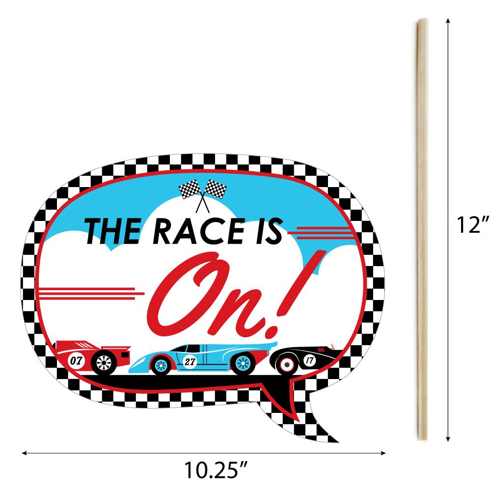 Big Dot of Happiness Lets Go Racing - Racecar - Baby Shower or Race Car Birthday Party Photo Booth Props Kit - 20 Count