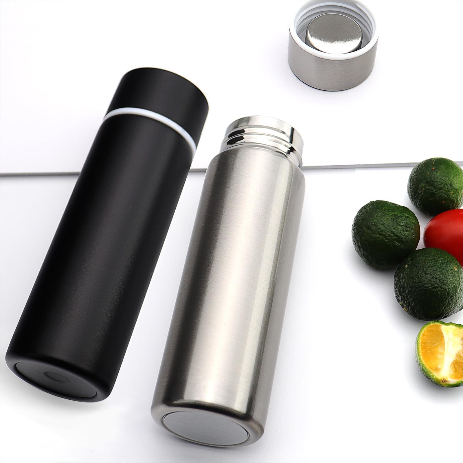 Dxobay Cute Small Water Bottle, 4.4 Fl. Oz, Pack Of 2, Mini Slim Flask For Kids, Portable Skinny Purse Water Bottle, Vacuum Insu