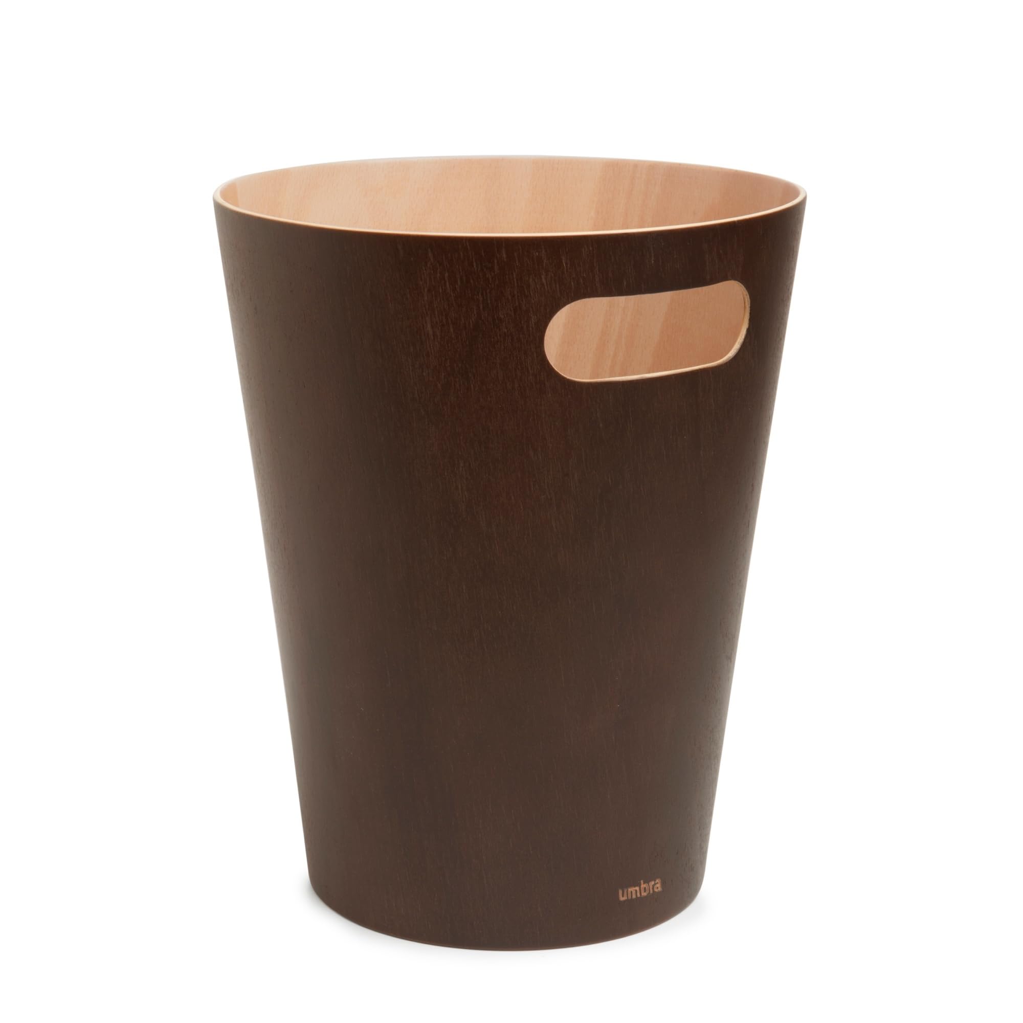 Umbra Woodrow, 2 Gallon Modern Wooden Trash Can Wastebasket or Recycling Bin for Home or Office, Espresso