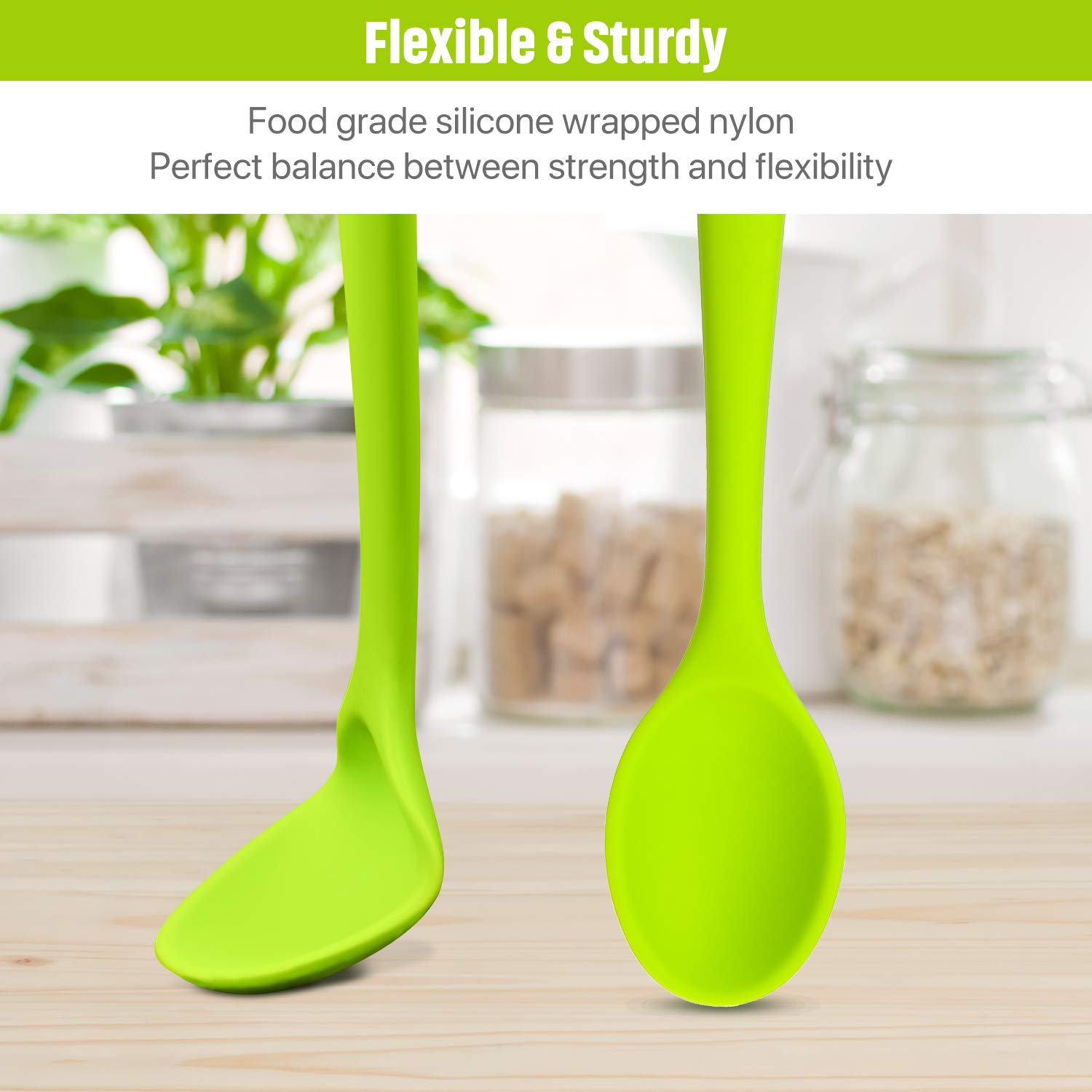 Boao 6 Pieces Small Multicolored Silicone Mixing Spoons Heat Resistant Nonstick Spoon Silicone Serving Spoon For Kitchen Cooking