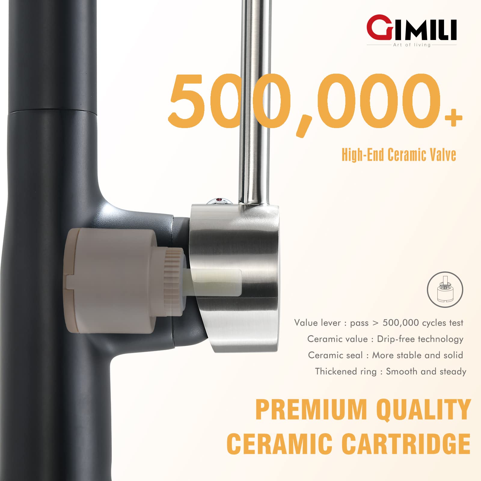 Gimili Brushed Nickel And Black Kitchen Faucet With Pull Down Sprayer Single Handle Led Kitchen Sink Faucet