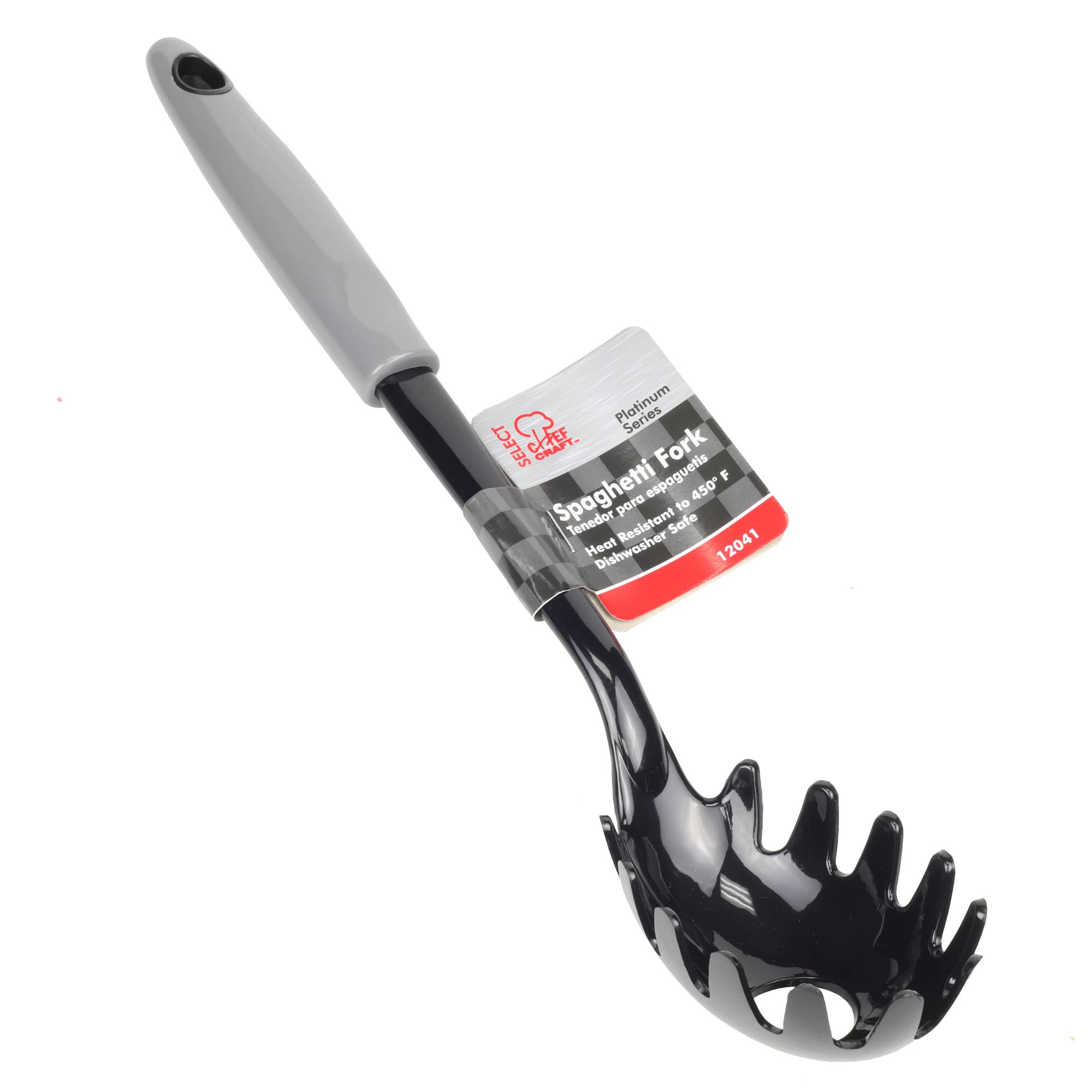 Chef Craft Select Nylon Cooking And Serving Spaghetti Or Pasta Fork, 12.5 Inch, Grey