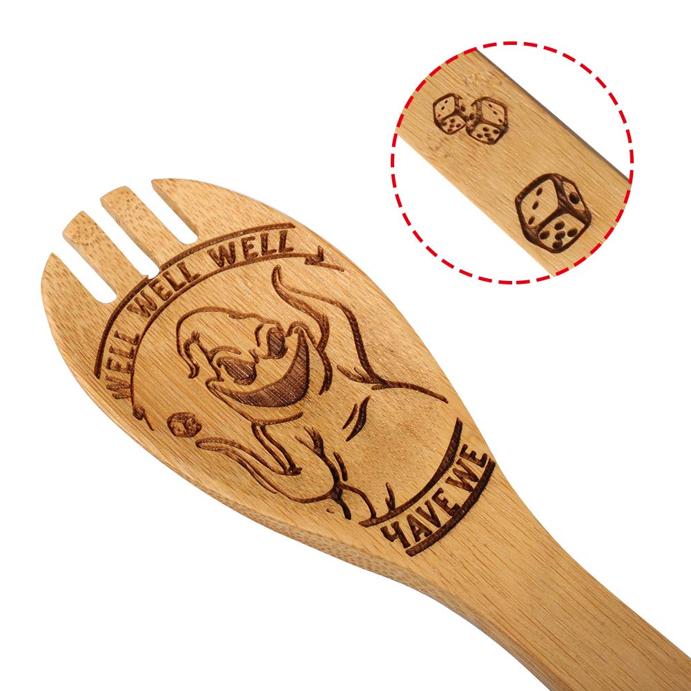 Halloween Idea Utensil Burned Wooden Spoons Set House Warming Wedding Present Slotted Spoon 5 Piece Spoonset