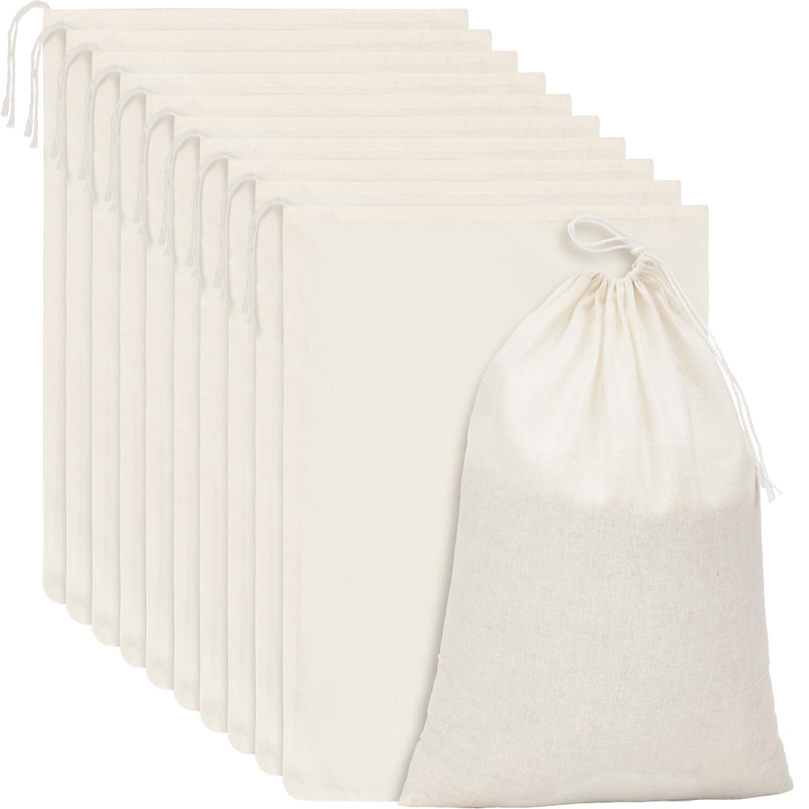 15 Packs Muslin Bags with Drawstring Canvas Large Storage Cloth Bags Bulk Cotton Reusable Grocery Sacks DIY Craft Sachet Sacks f