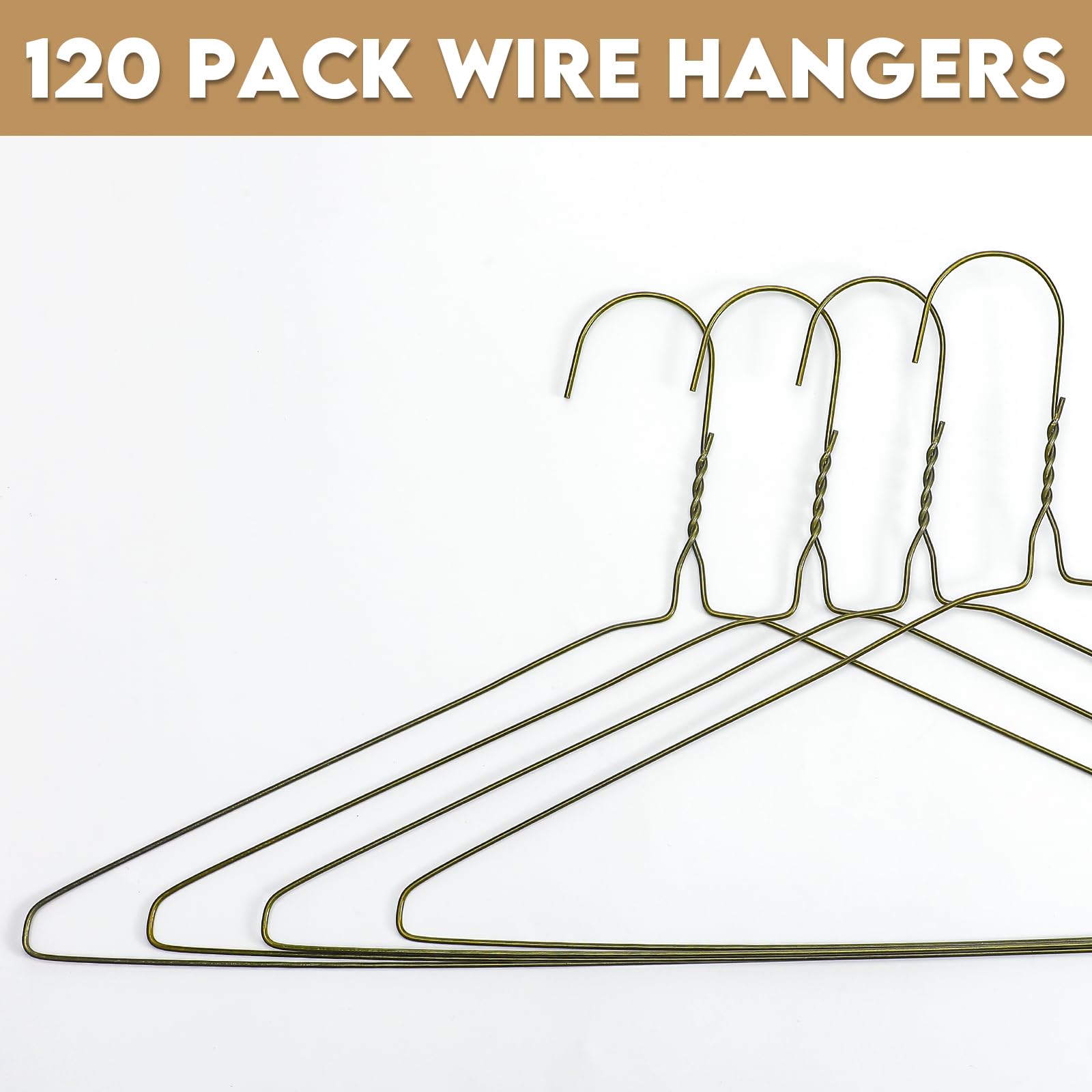 Yuntau 120 Pcs Wire Hangers Bulk Dry Cleaner Hangers 16'' Caped Clothing Hangers Suit Hangers Strut Hangers For Dry Cleaners Or