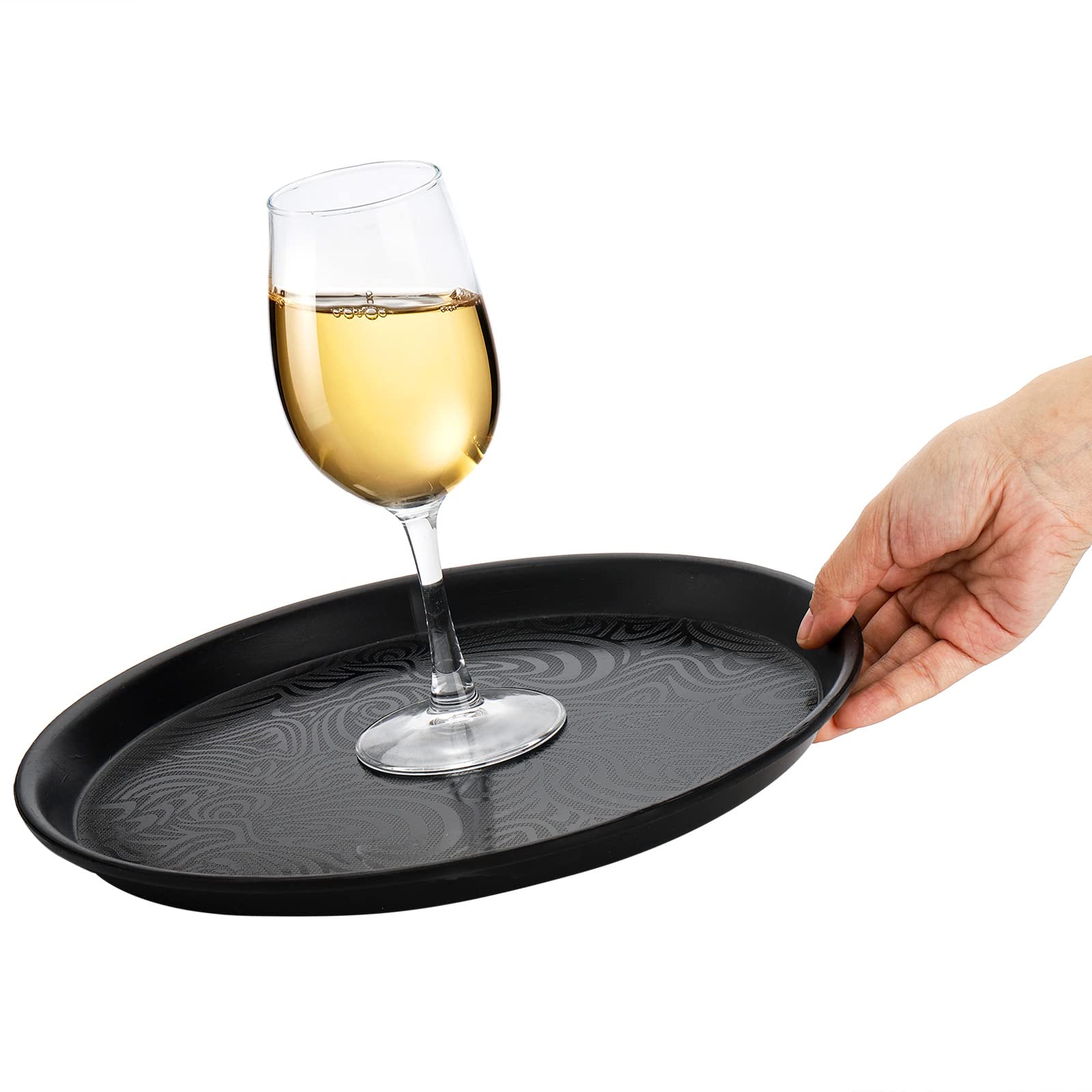 Hacaroa 4 Pack Round Restaurant Serving Trays, 11.5 Inch Plastic Food Service Trays Non-Skid Food Platter For Cafeteria, Bar, Co