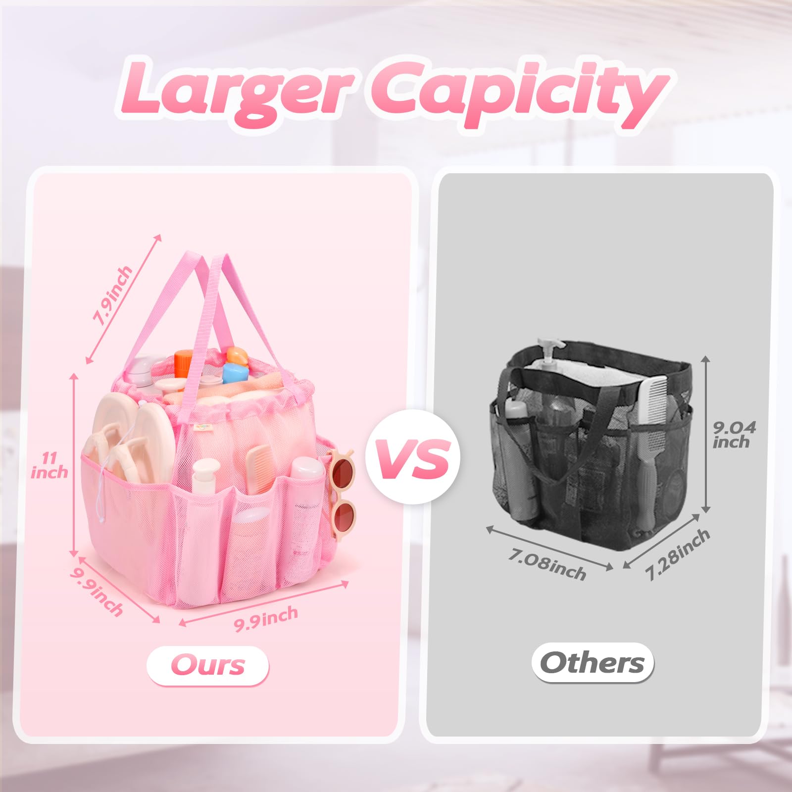 Famichan Mesh Shower Caddy Portable With Drawstring, Dorm Room Essentials For College Students Girls, Large Shower Bag For Campi